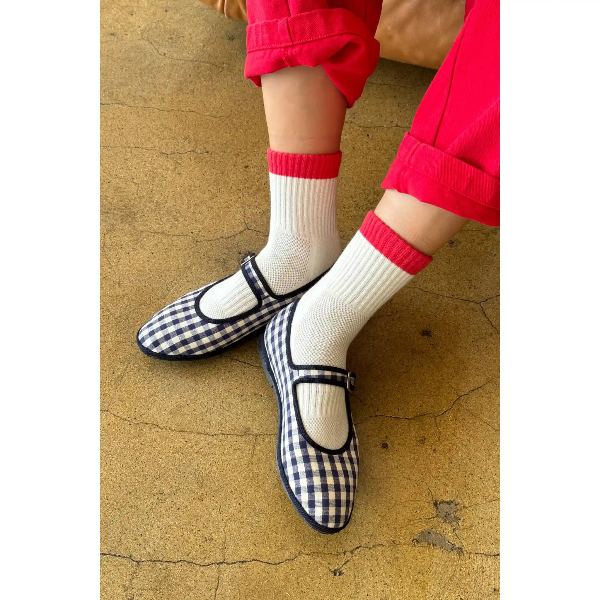 Le Bon Shoppe Womens Color Block Girlfriend Socks, blue red — available at Norwood