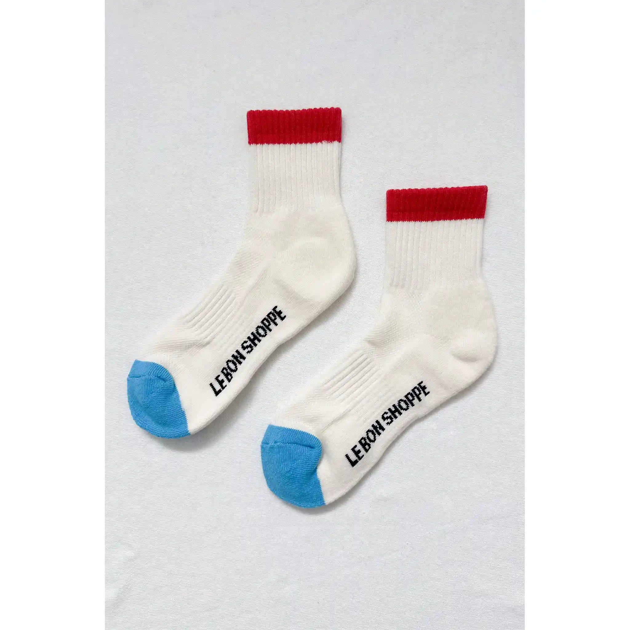 Le Bon Shoppe Womens Color Block Girlfriend Socks, blue red — available at Norwood