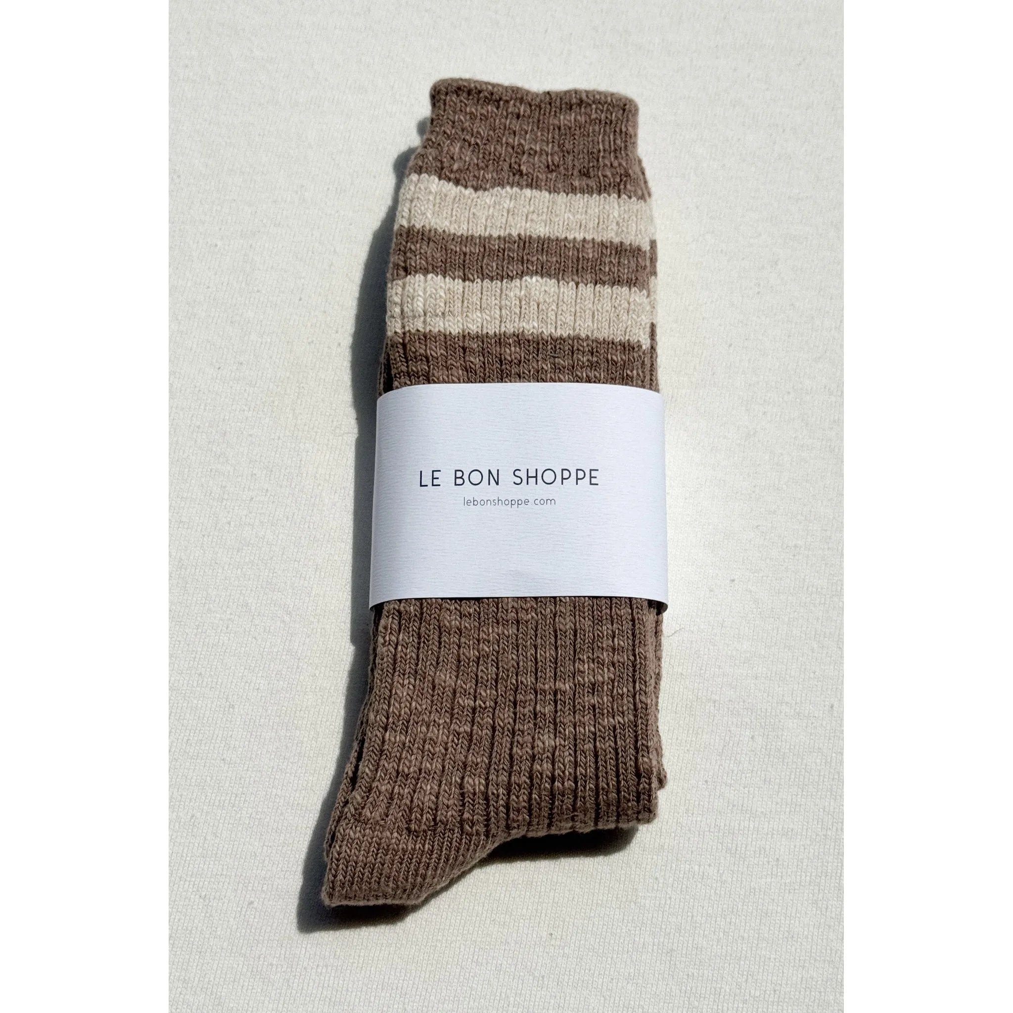 Le Bon Shoppe Cottage Varsity Socks, flax varsity — available at Norwood