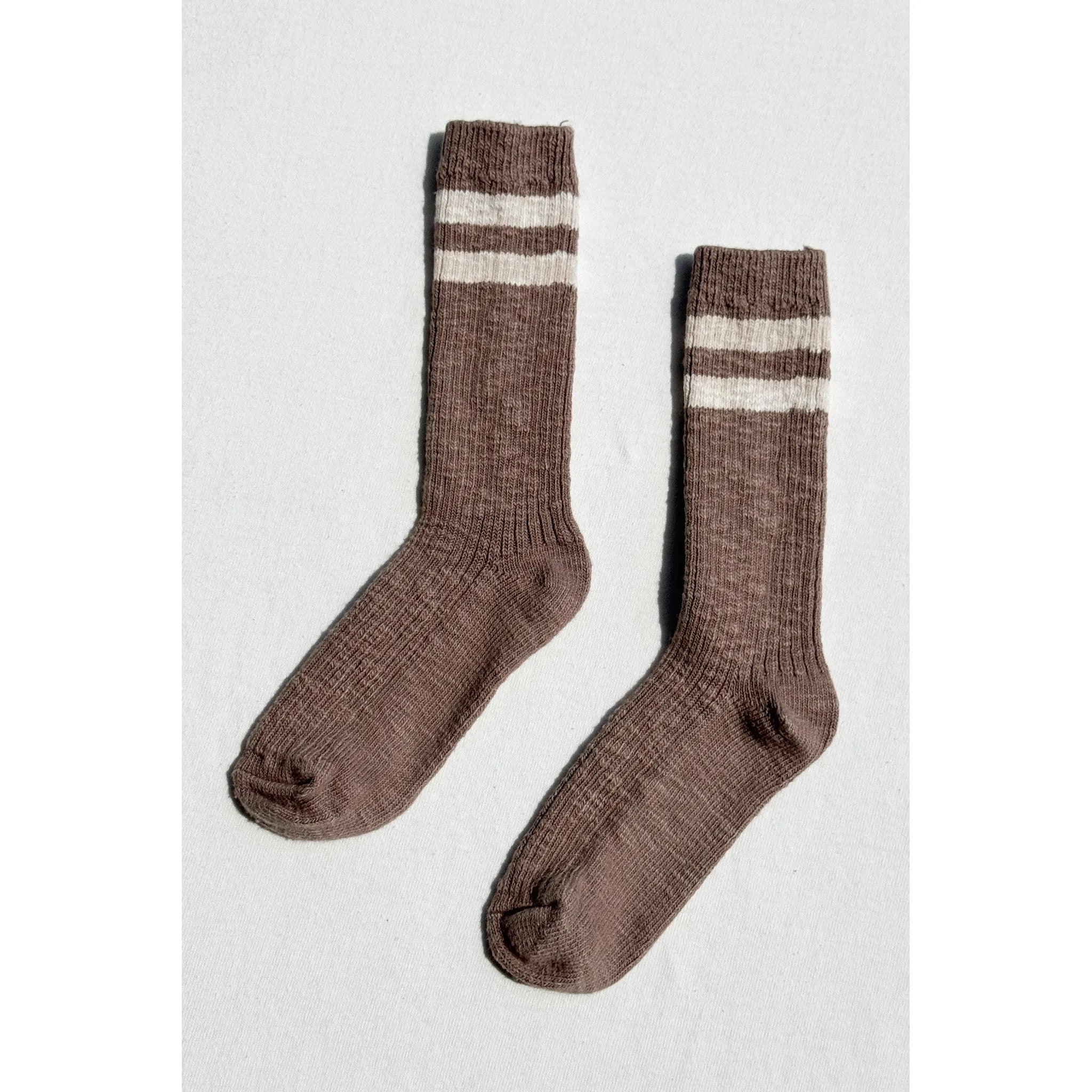 Le Bon Shoppe Cottage Varsity Socks, flax varsity — available at Norwood