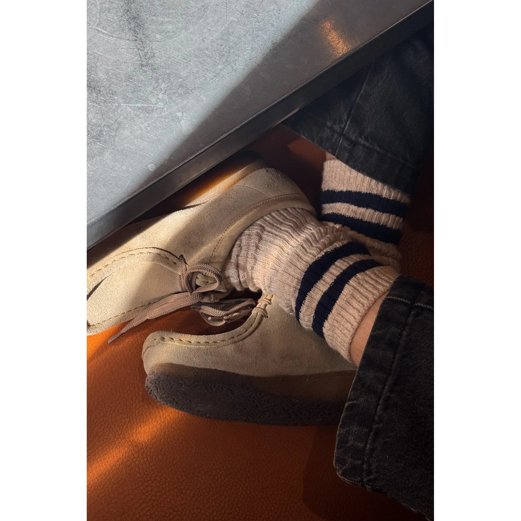 Le Bon Shoppe Cottage Varsity Socks, oatmeal varsity — available at Norwood
