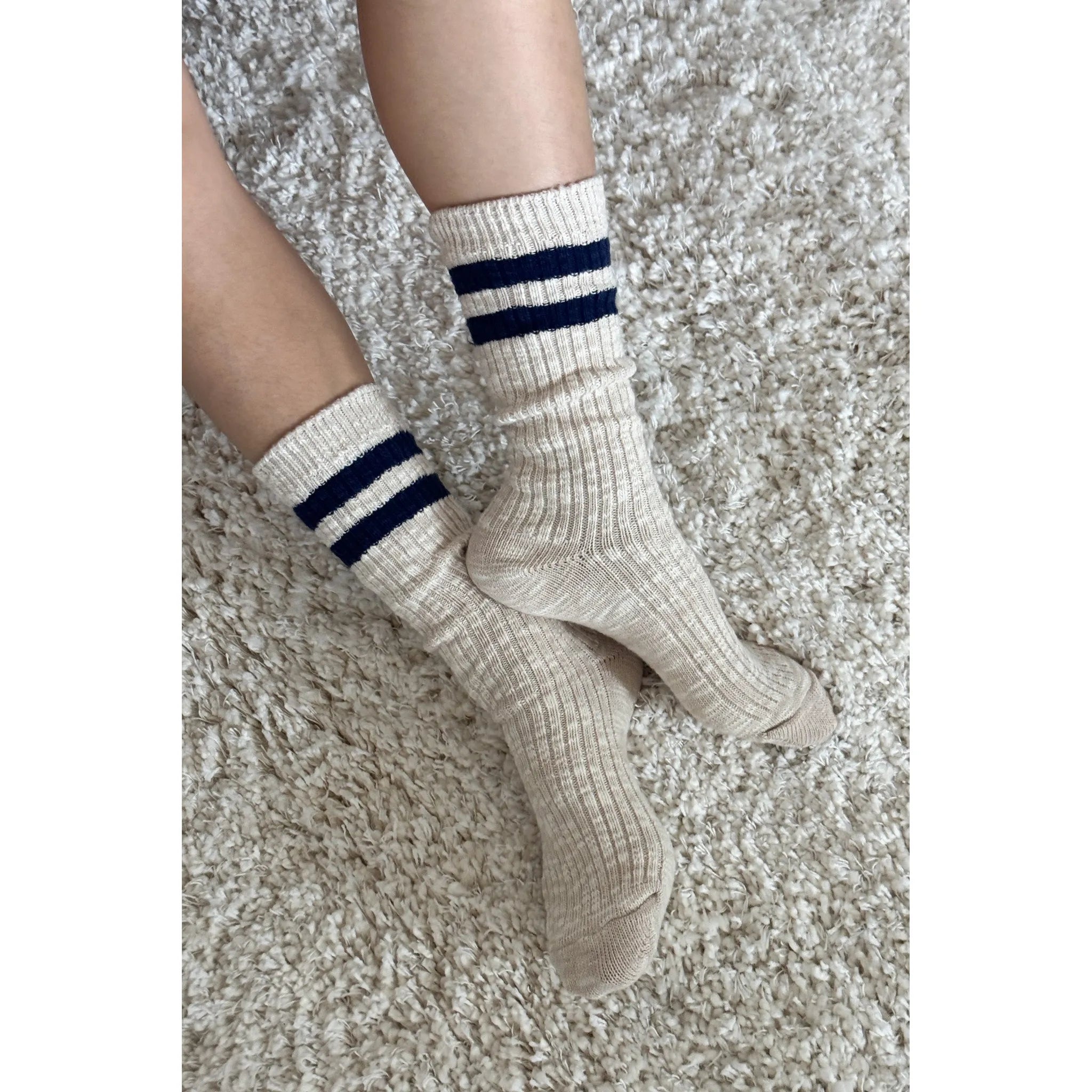 Le Bon Shoppe Cottage Varsity Socks, oatmeal varsity — available at Norwood
