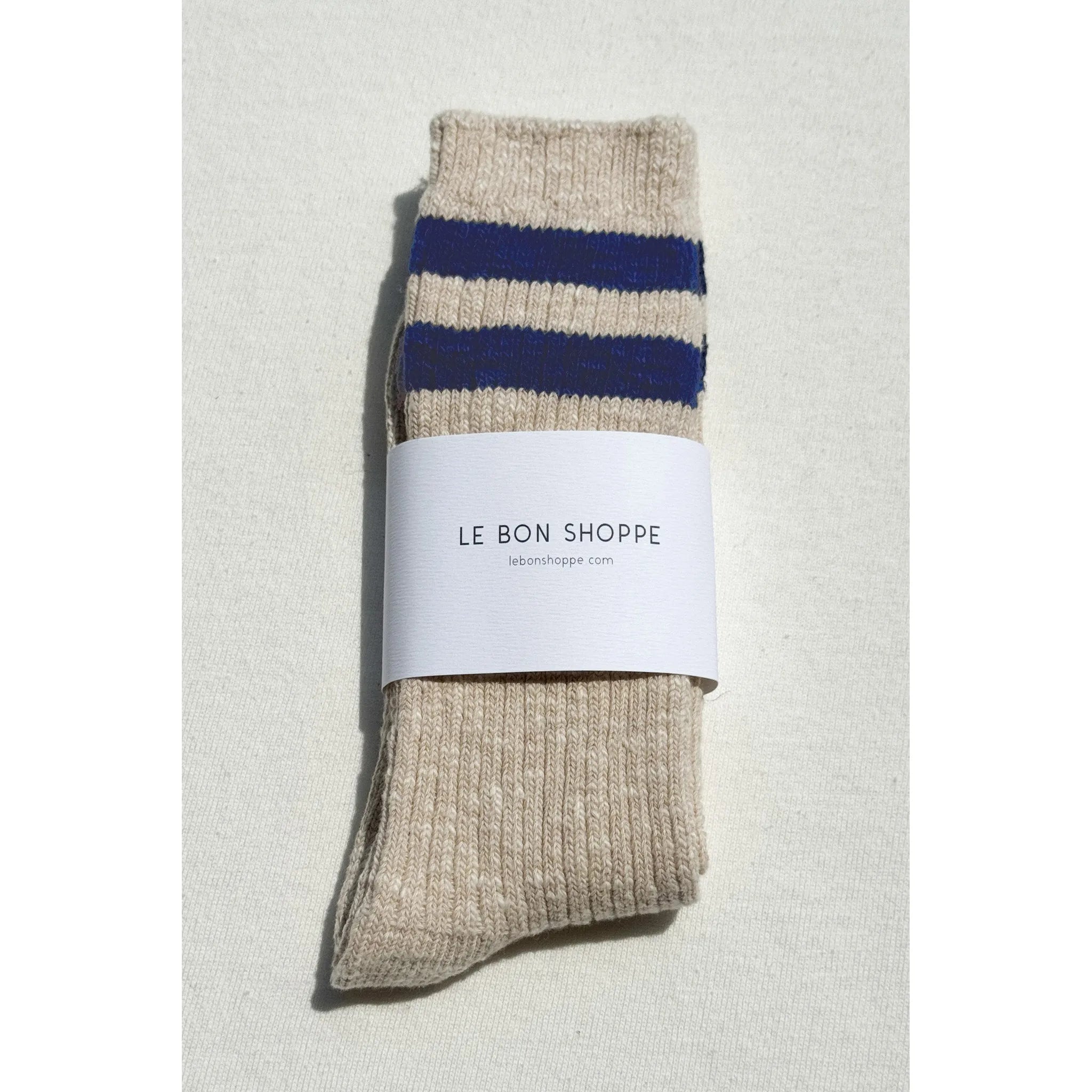 Le Bon Shoppe Cottage Varsity Socks, oatmeal varsity — available at Norwood