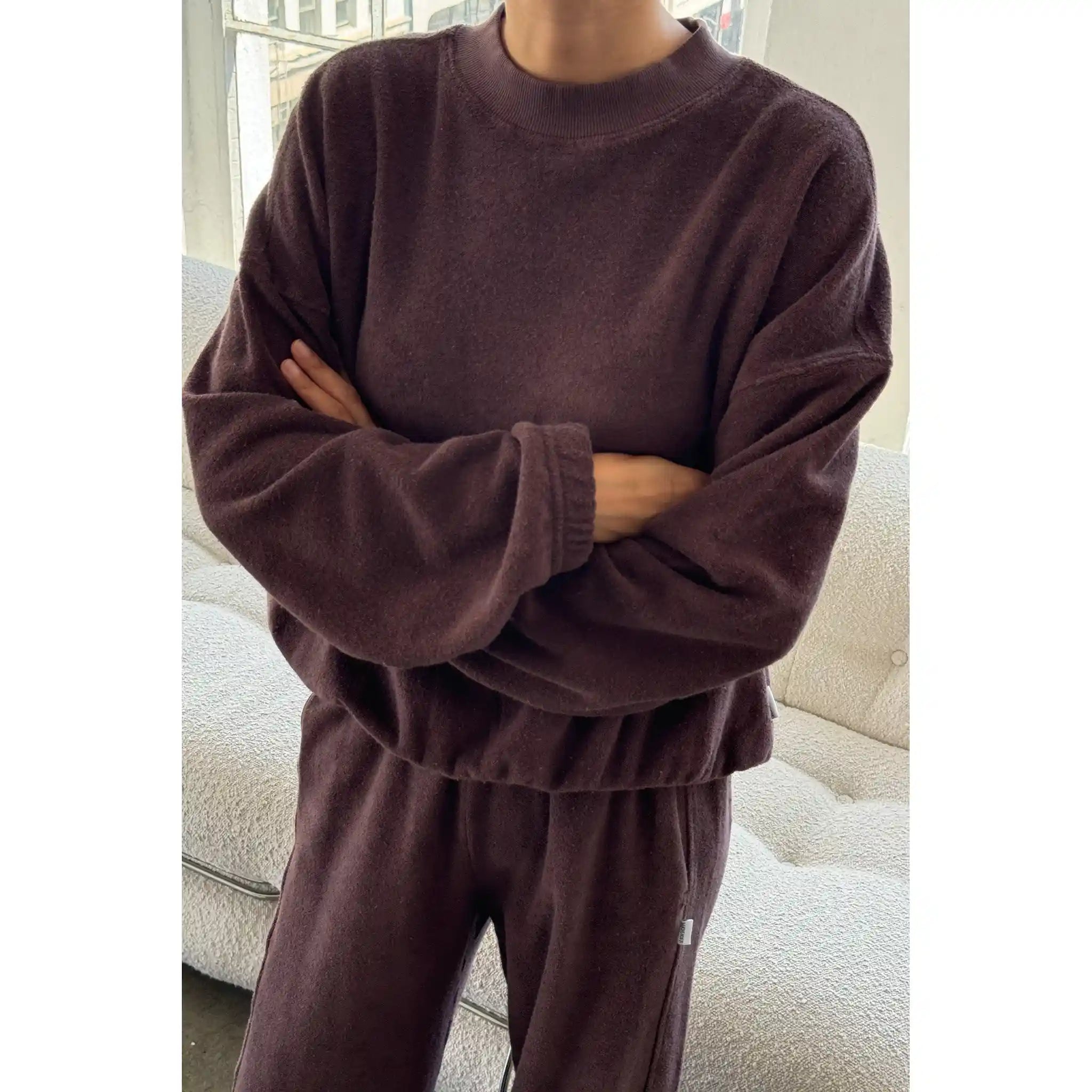 Le Bon Shoppe Cotton Terry Daisy Long Sleeve Top, chocolate