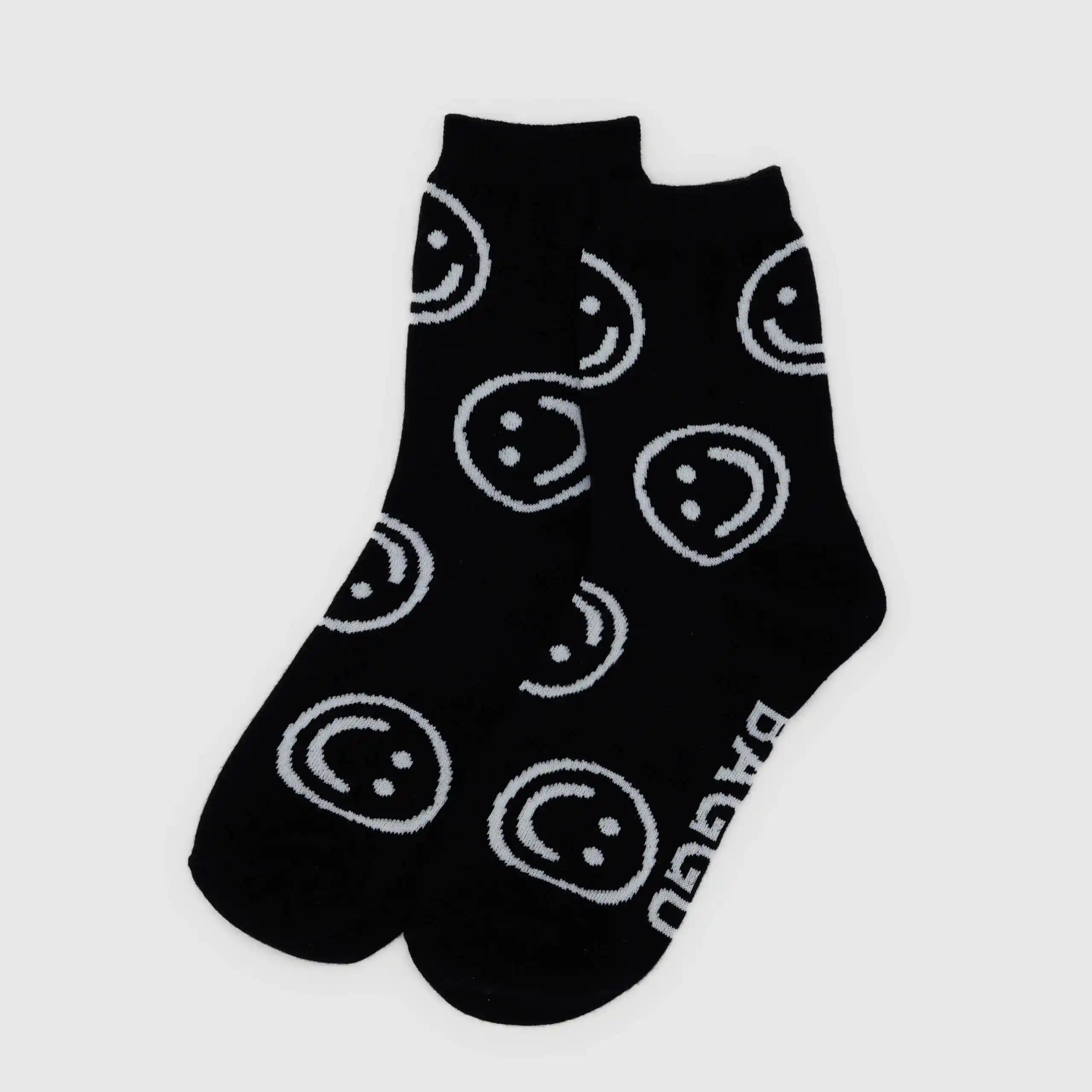 Baggu Womens Crew Sock, black happy