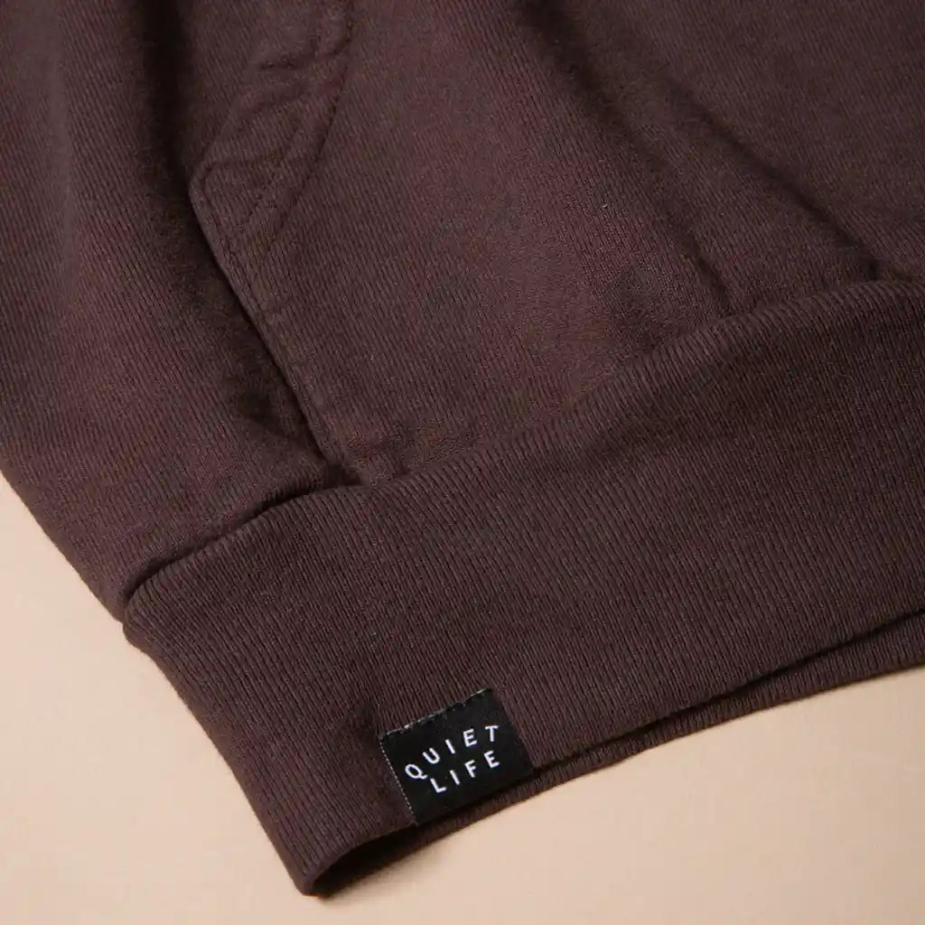 The Quiet Life Middle Of Nowhere Embroidered Hood, chocolate brown — available at Norwood