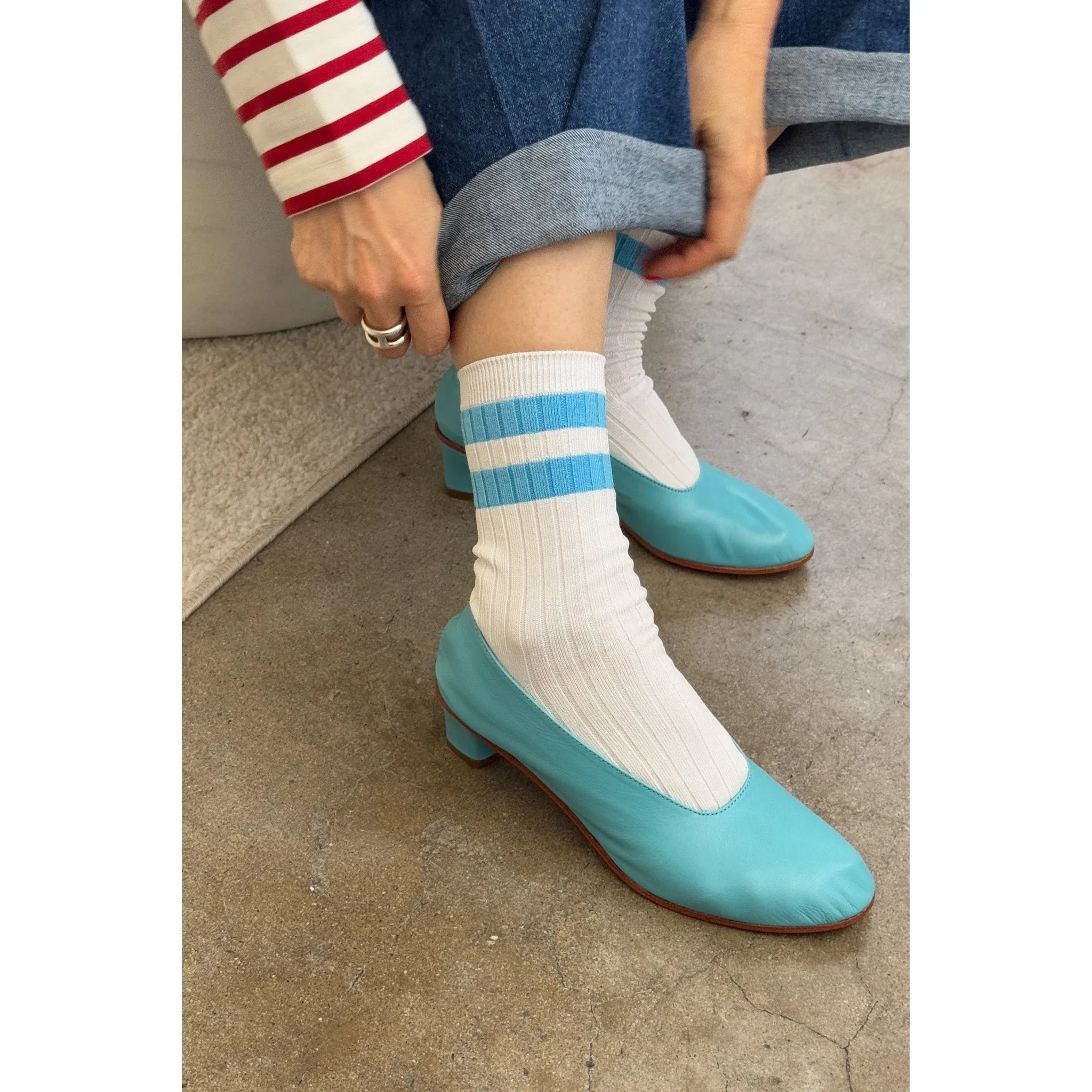 Le Bon Shoppe Her Socks - Varsity, blue stripe