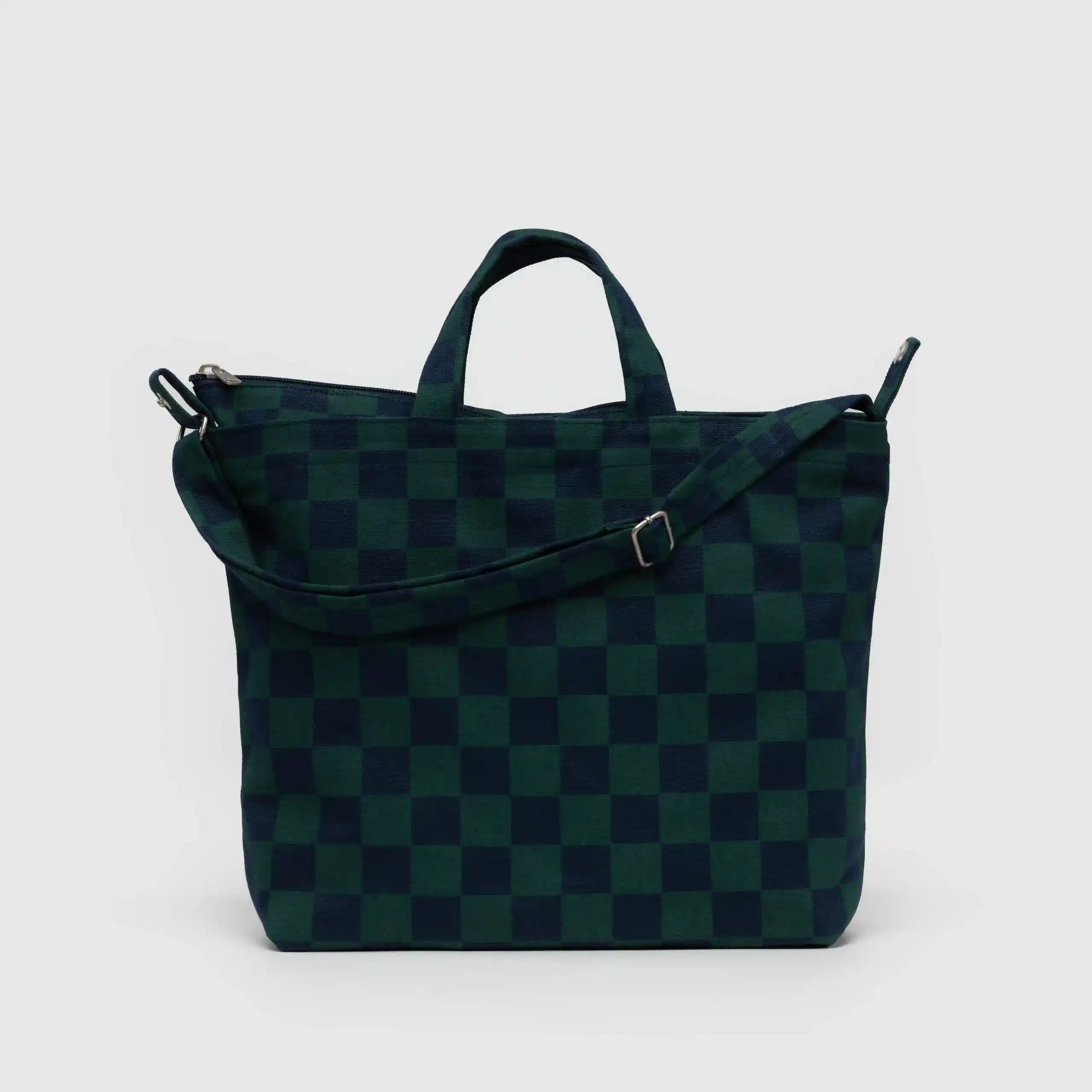 Baggu Horizontal Zip Duck Bag, navy green check