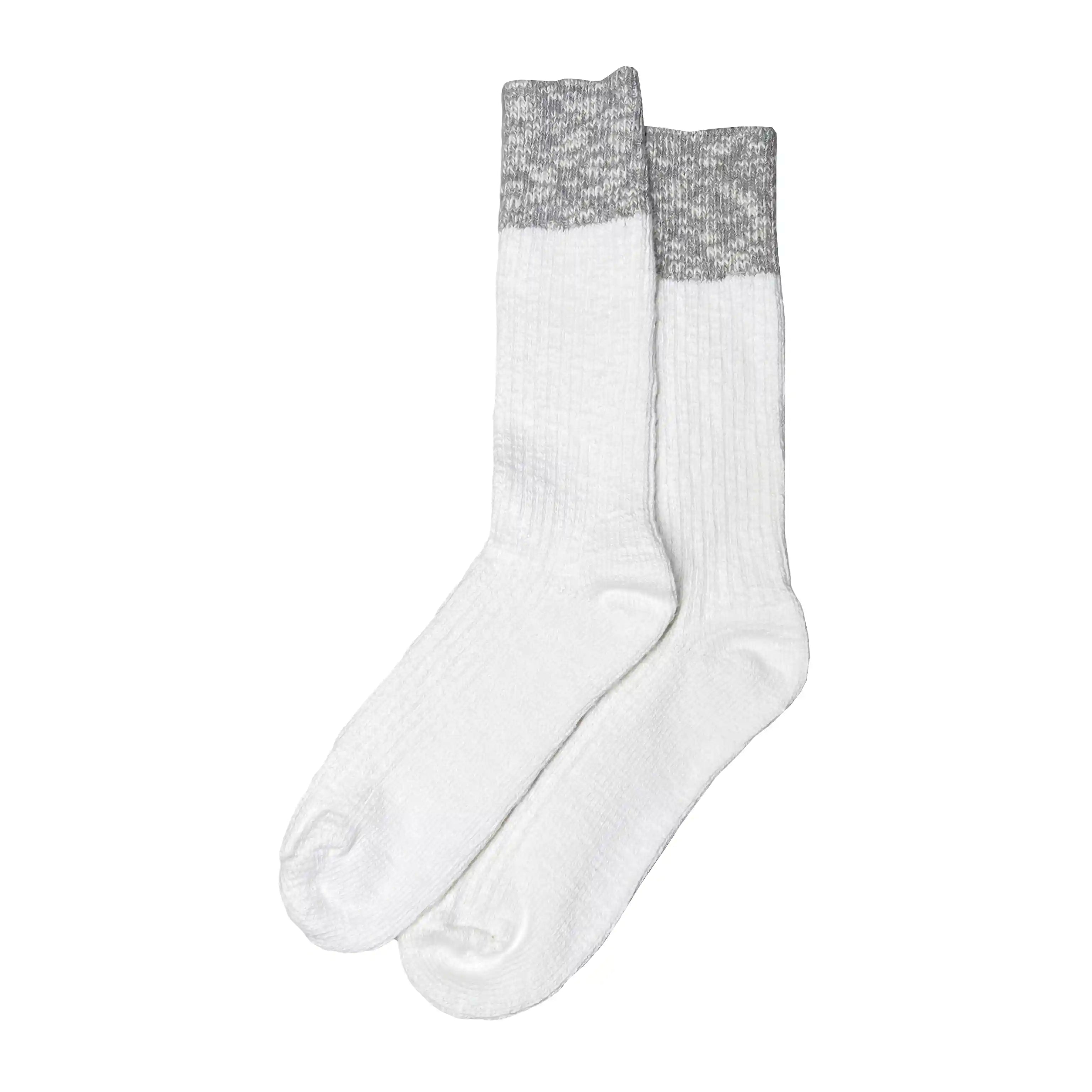 Le Bon Shoppe Colour Block Cottage Socks, white linen/heather grey