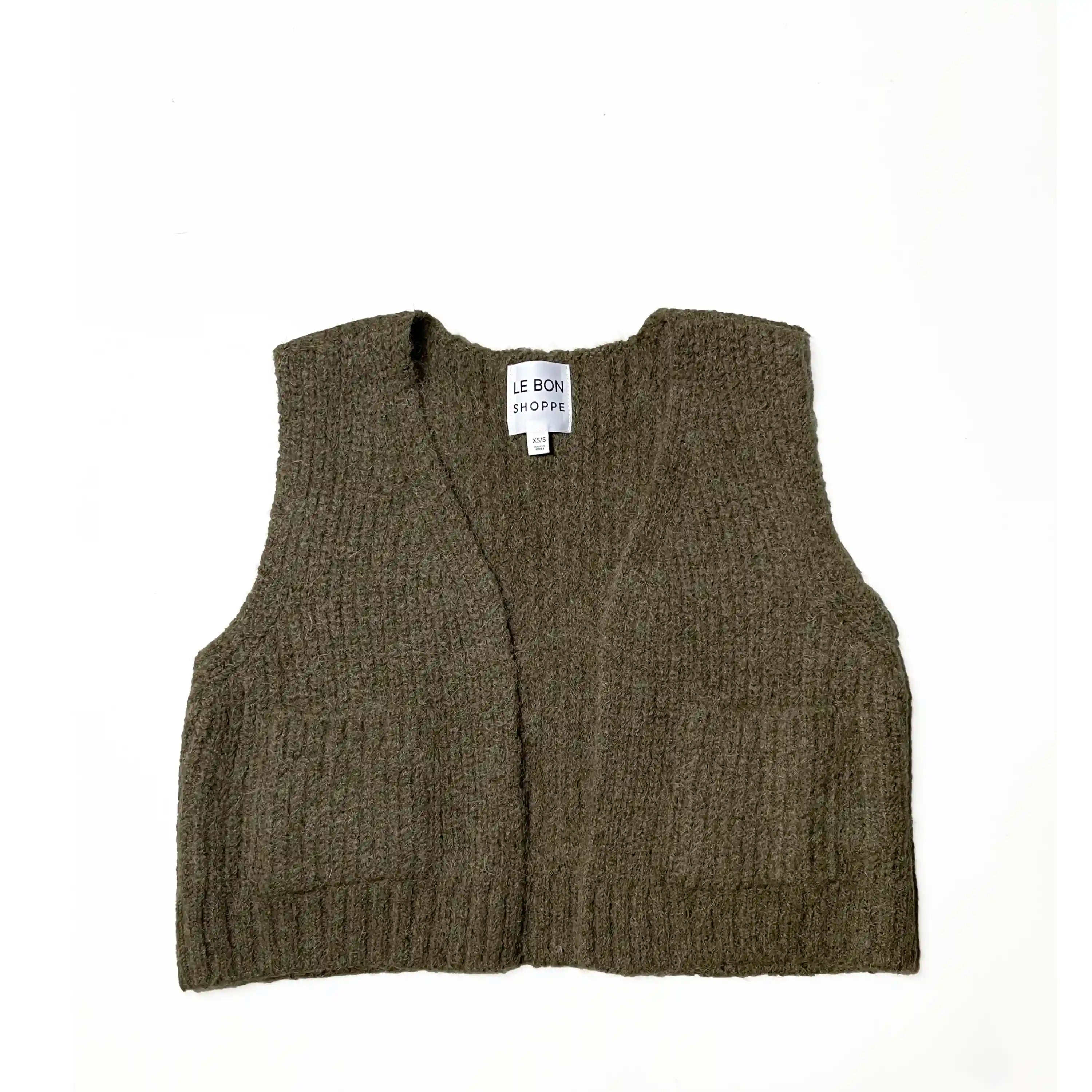 Le Bon Shoppe Womens Alpaca Grandpa Vest, olive
