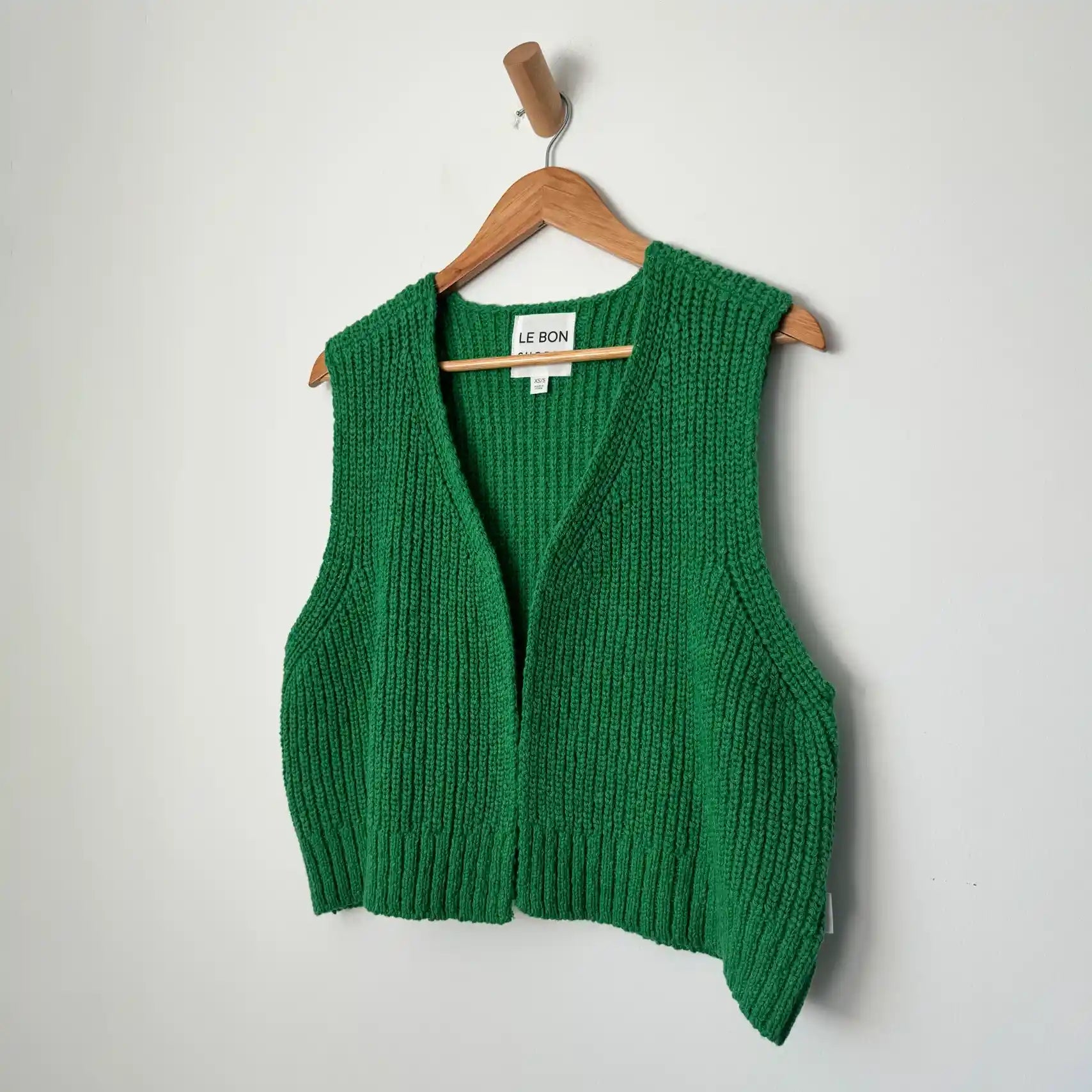 Le Bon Shoppe Womens Granny Cotton Sweater Vest, green pepper