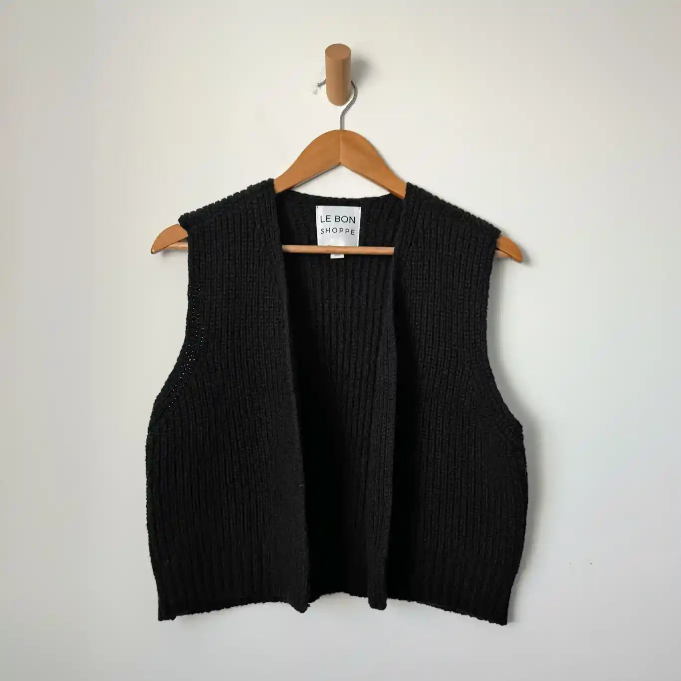 Le Bon Shoppe Womens Granny Cotton Sweater Vest, black