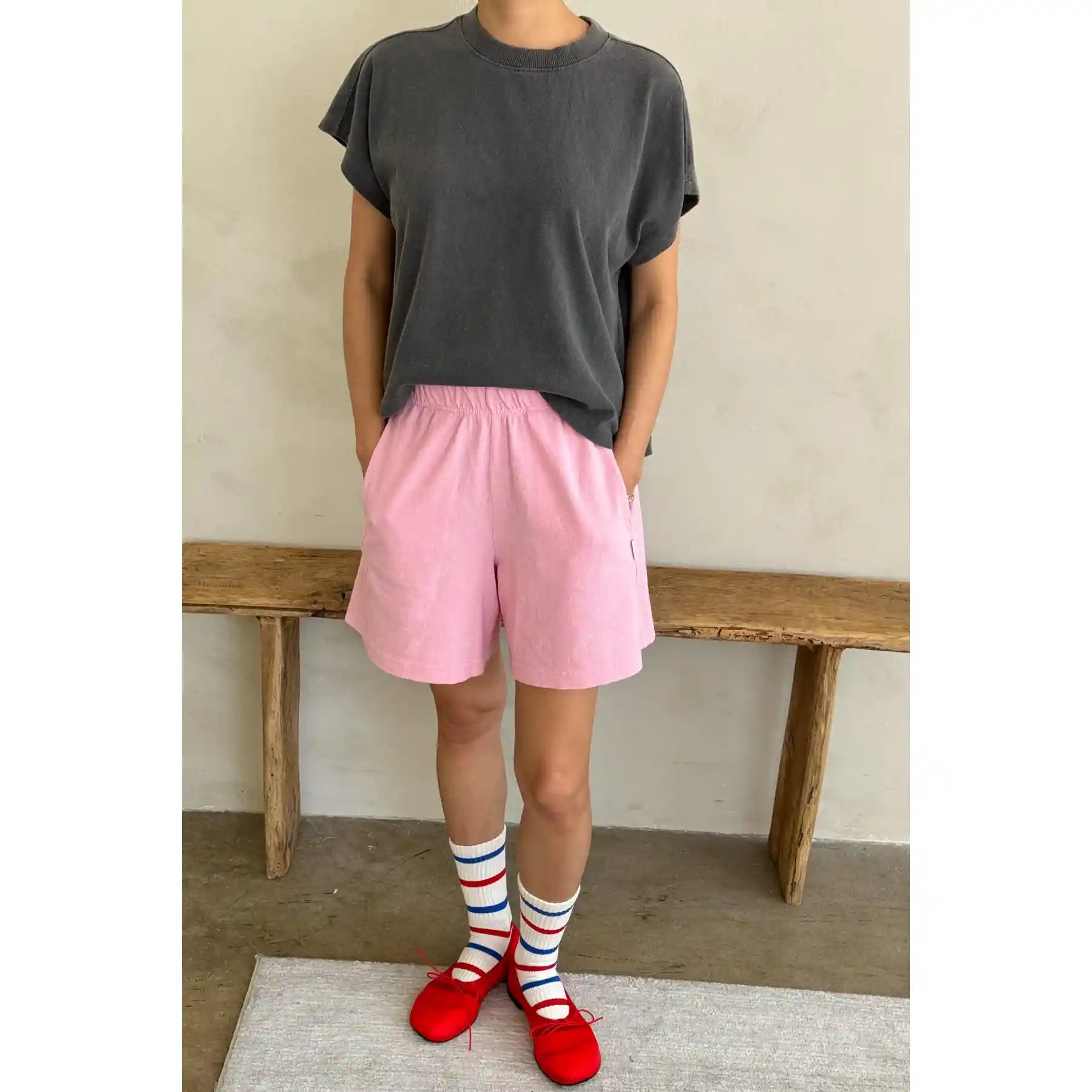 Le Bon Shoppe Womens Flared Basketball Shorts, pink