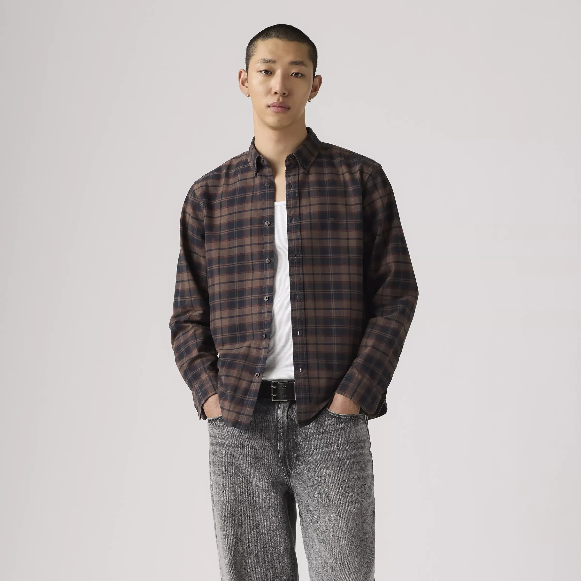 Levi's Authentic Button Down, chocolate garment dye — available at Norwood