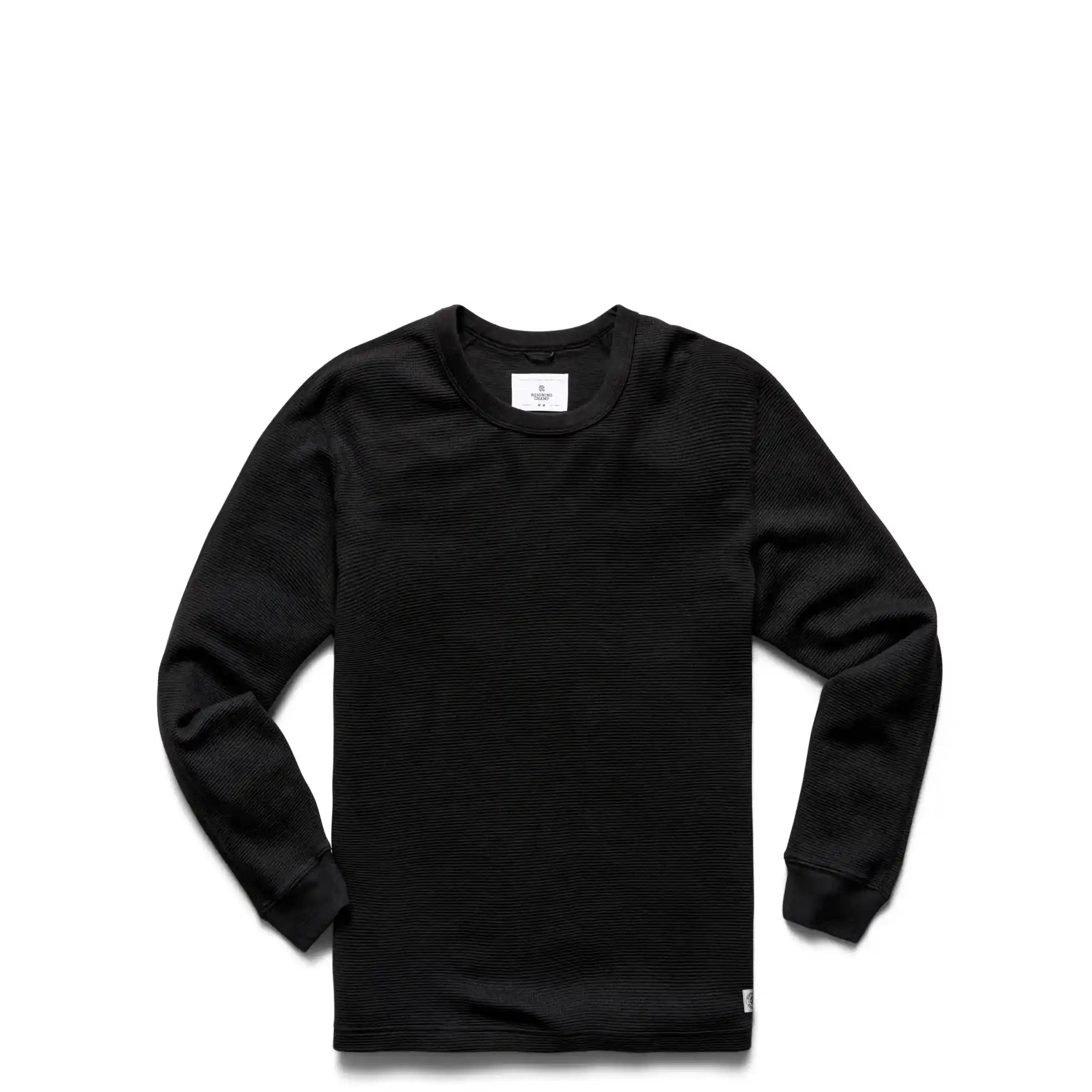 Reigning Champ Flatback Waffle Long Sleeve, black