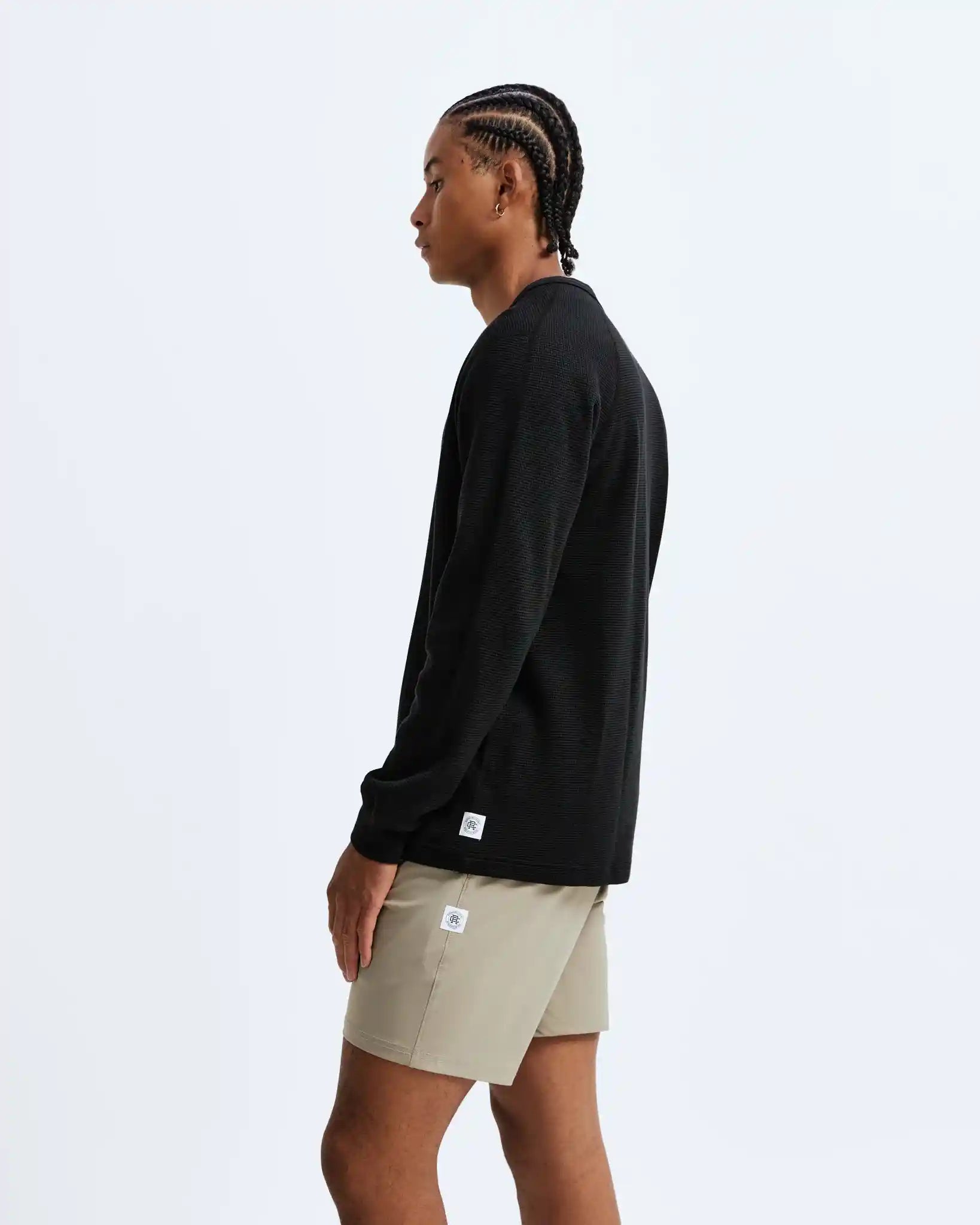 Reigning Champ Flatback Waffle Long Sleeve, black — available at Norwood