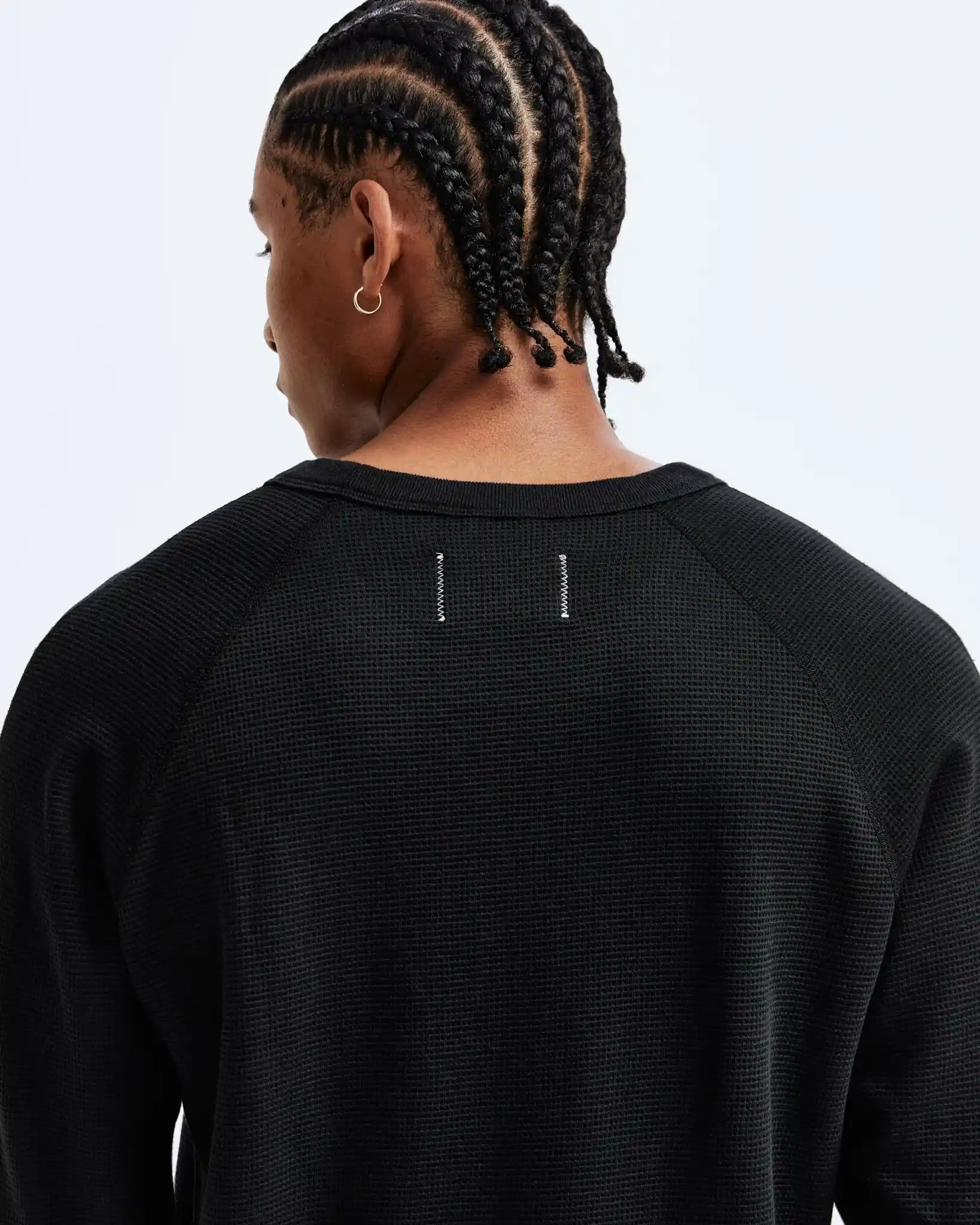 Reigning Champ Flatback Waffle Long Sleeve, black — available at Norwood
