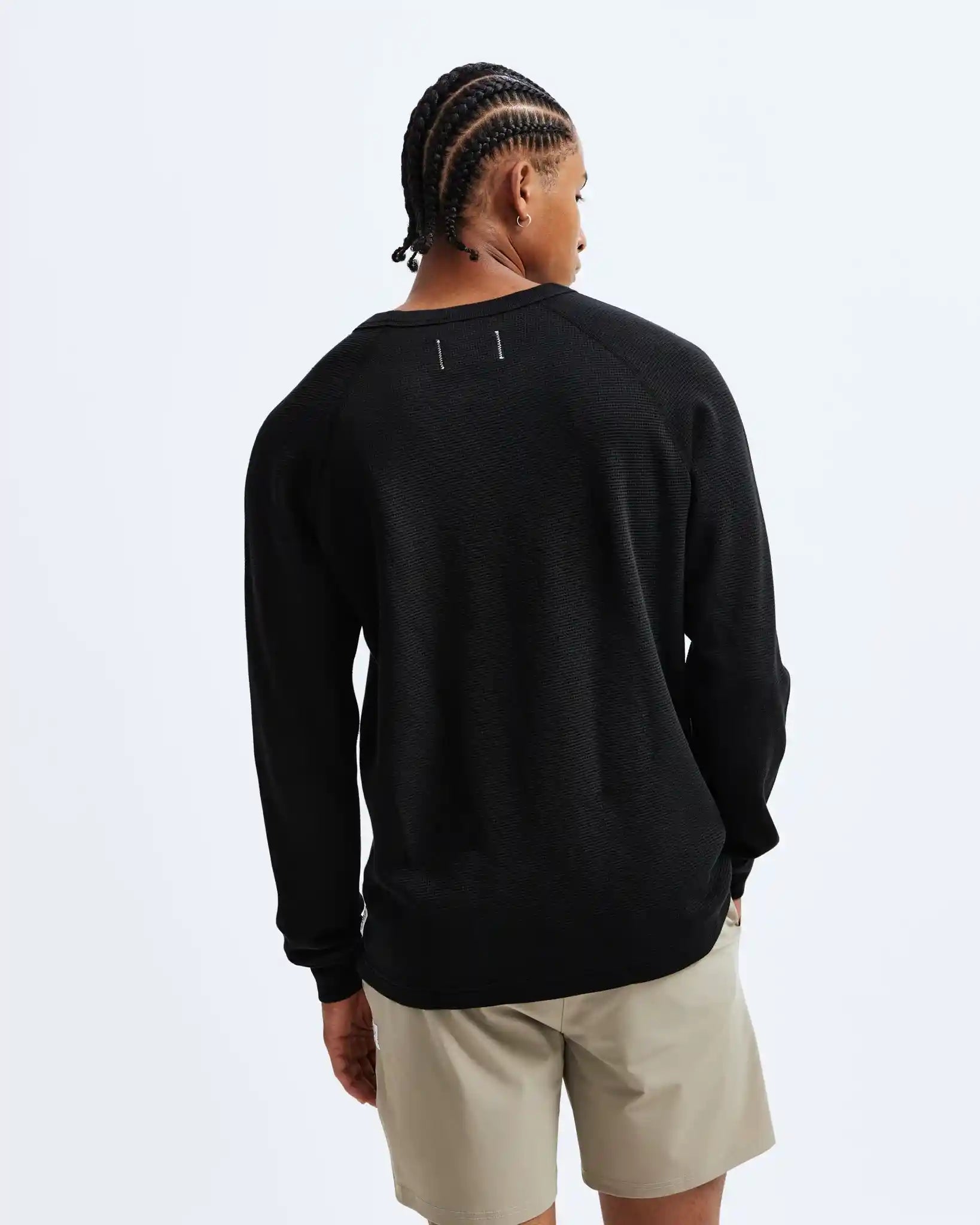 Reigning Champ Flatback Waffle Long Sleeve, black — available at Norwood