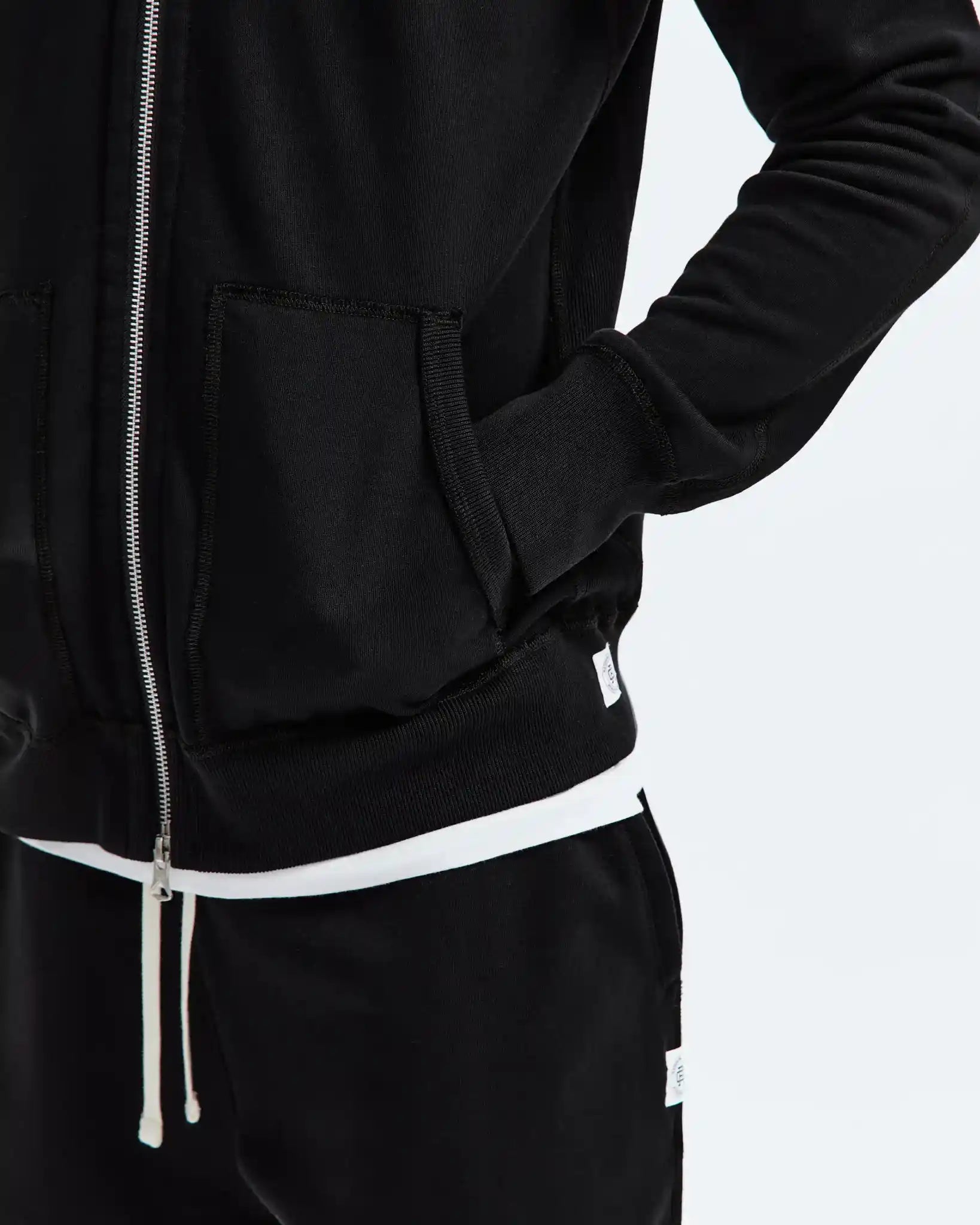 Reigning Champ Midweight Terry Slim Zip Hoodie, black — available at Norwood