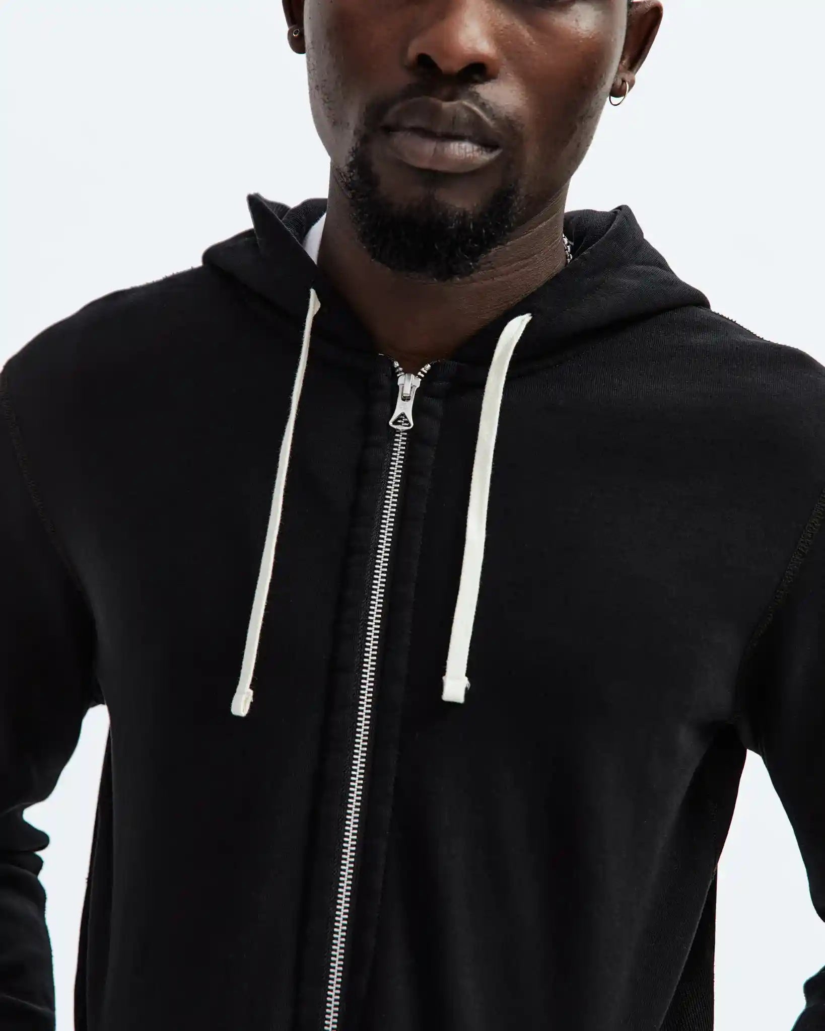 Reigning Champ Midweight Terry Slim Zip Hoodie, black — available at Norwood
