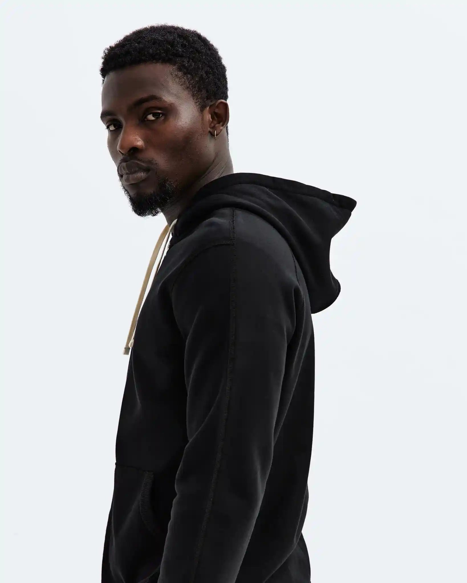 Reigning Champ Midweight Terry Slim Zip Hoodie, black — available at Norwood