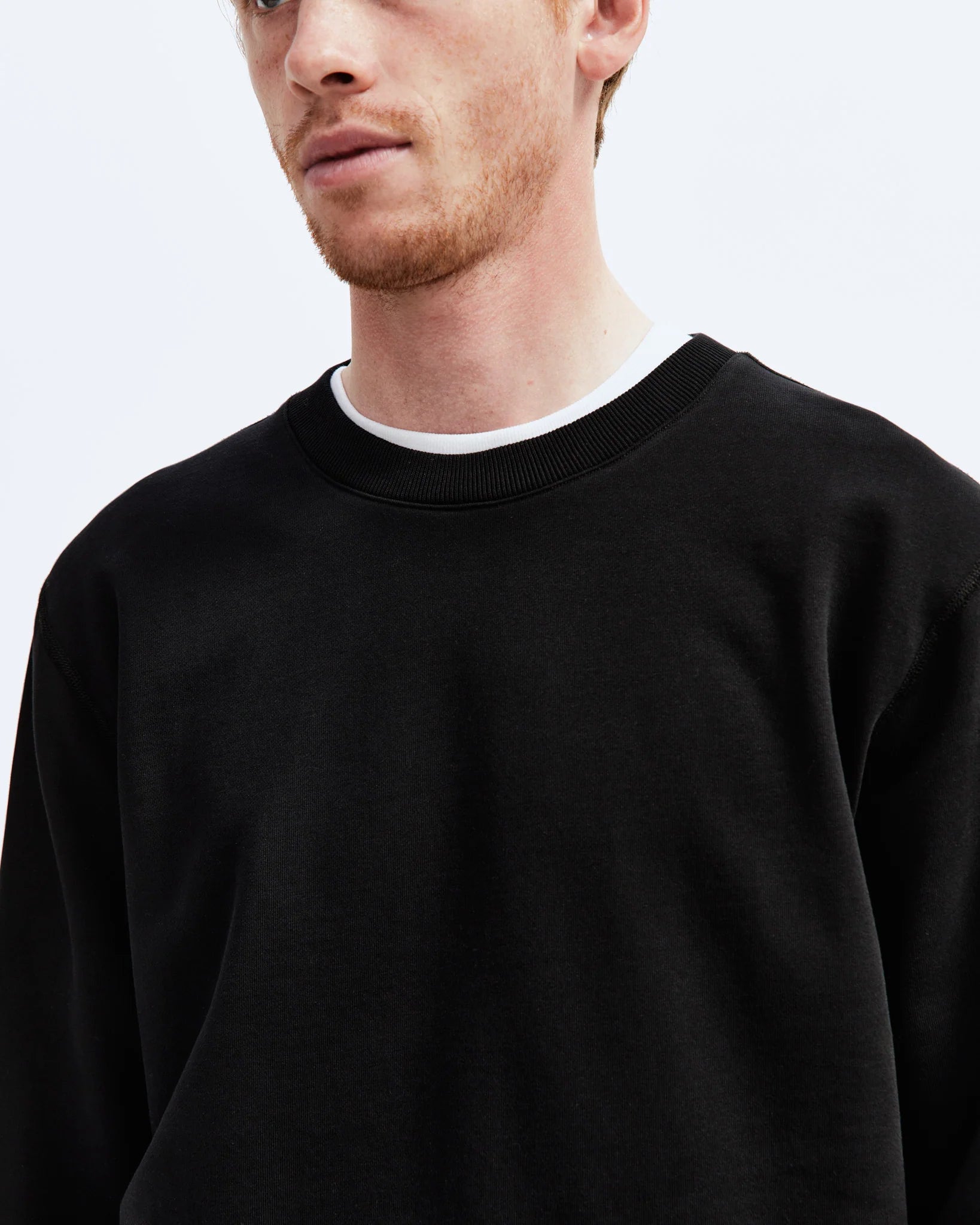Reigning Champ Midweight Terry Classic Crewneck, black — available at Norwood
