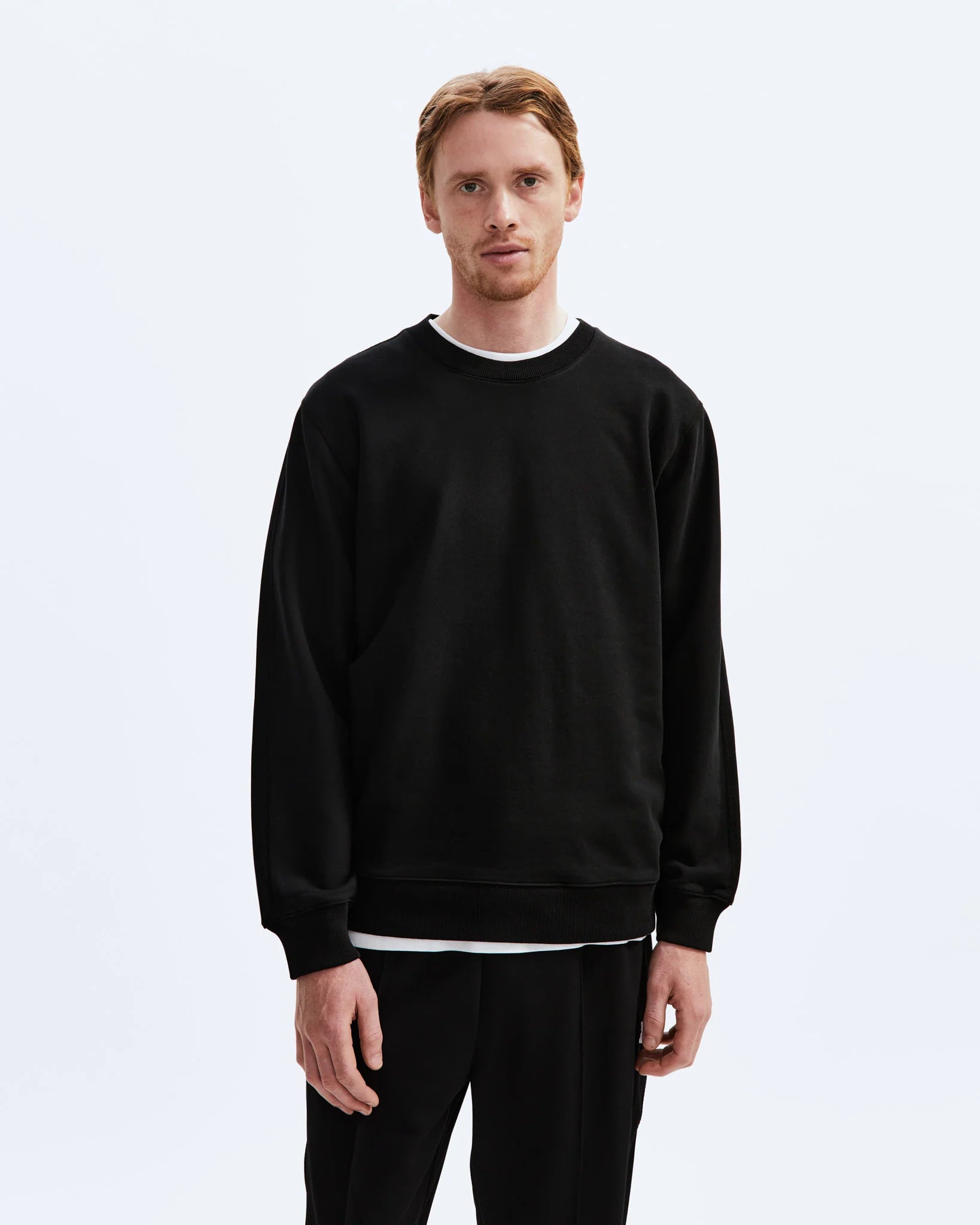 Reigning Champ Midweight Terry Classic Crewneck, black — available at Norwood