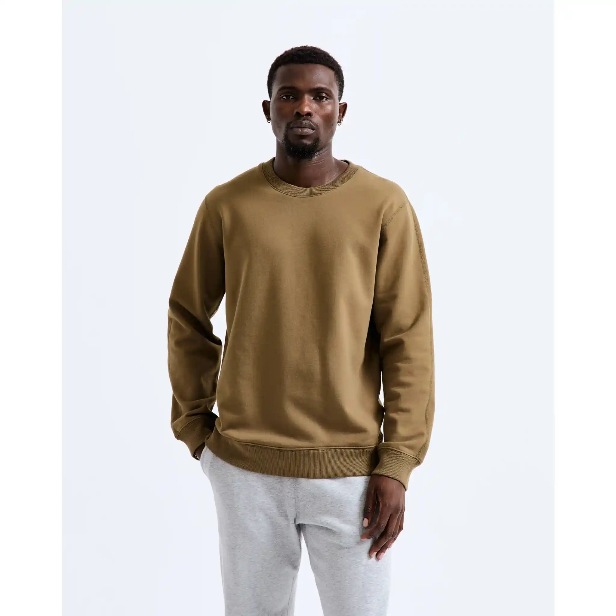 Reigning Champ Midweight Terry Classic Crewneck, clay — available at Norwood
