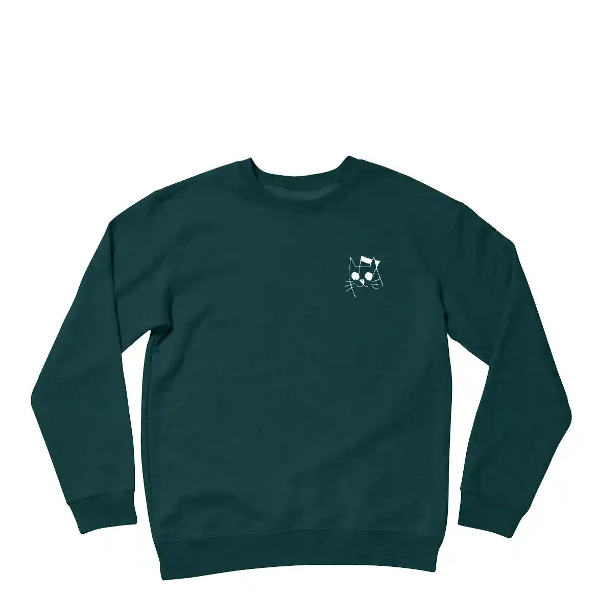 The Quiet Life Music Cat Embroidered Crew - Made In USA, ivy green