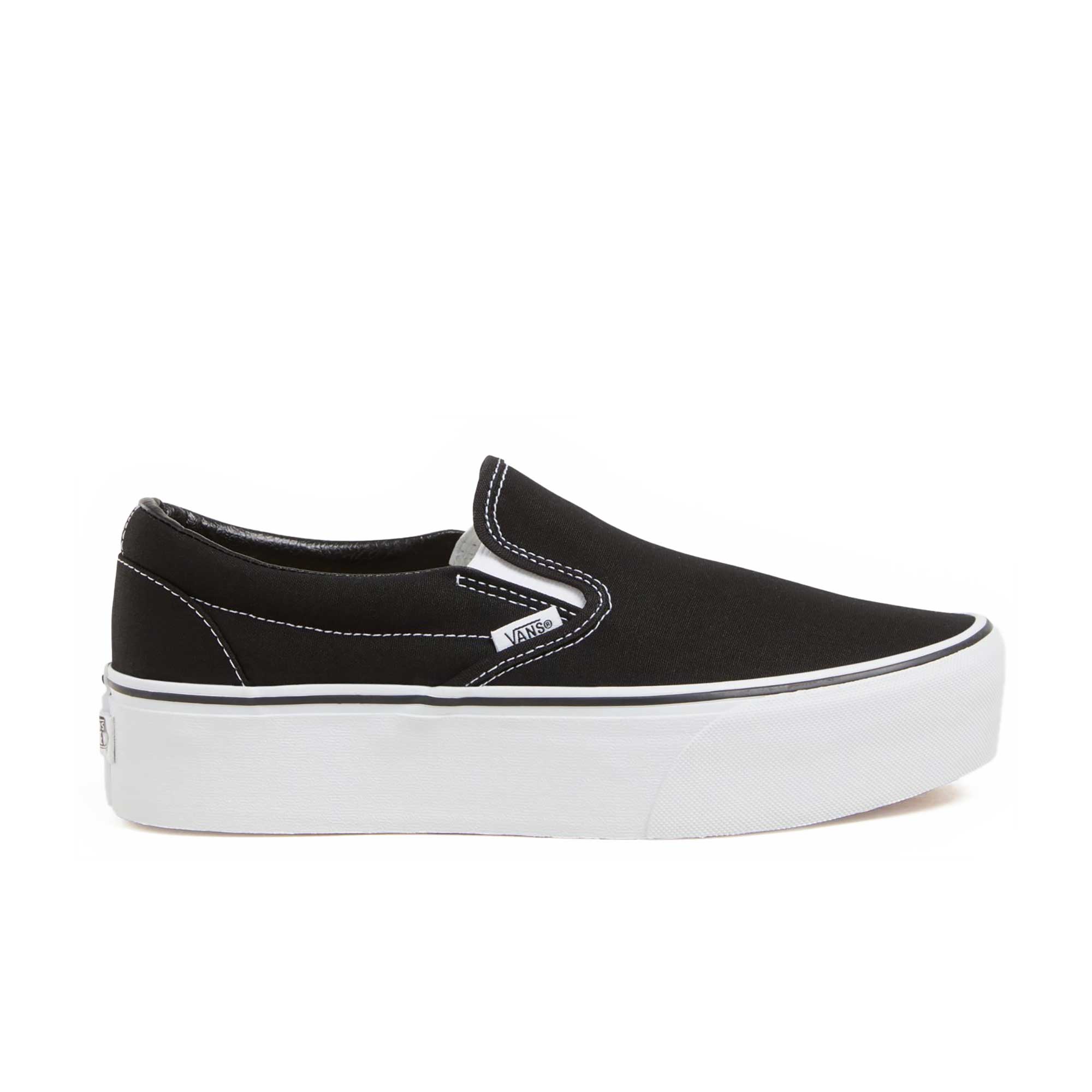 Vans Womens Classic Slip-On Stackform Shoes, canvas black/true white