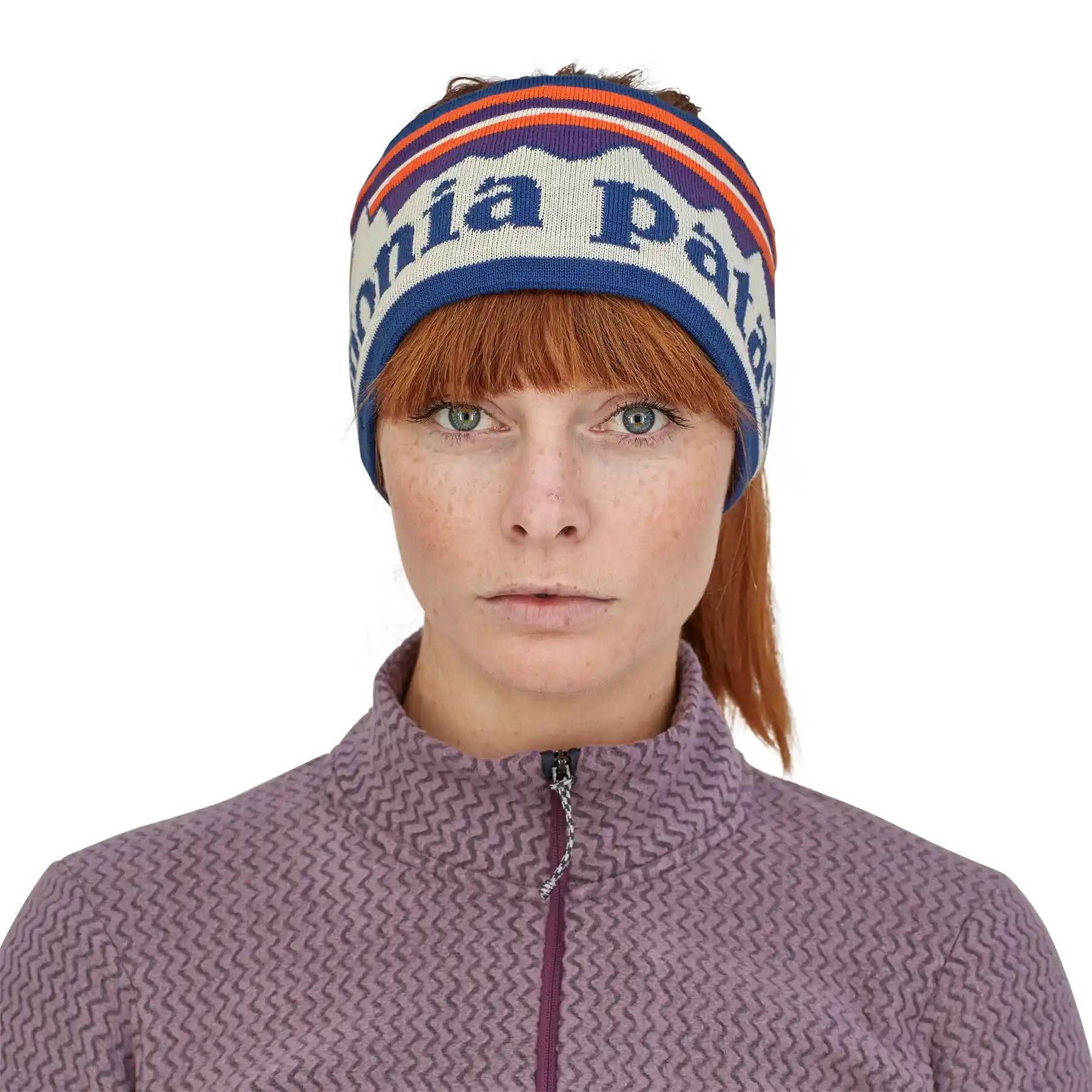 Patagonia Powder Town Headband, fitz roy sunrise knit: birch white — available at Norwood