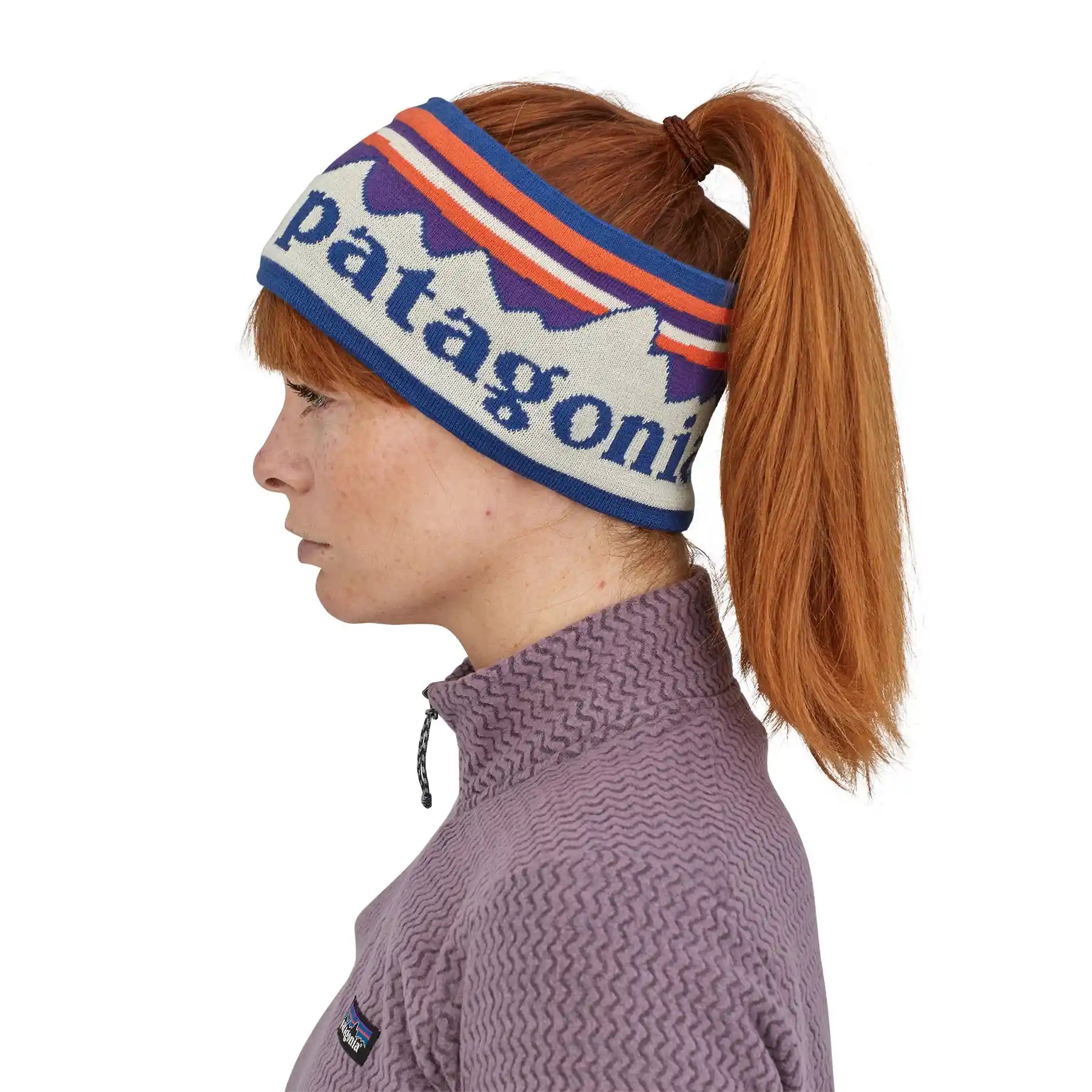 Patagonia Powder Town Headband, fitz roy sunrise knit: birch white — available at Norwood