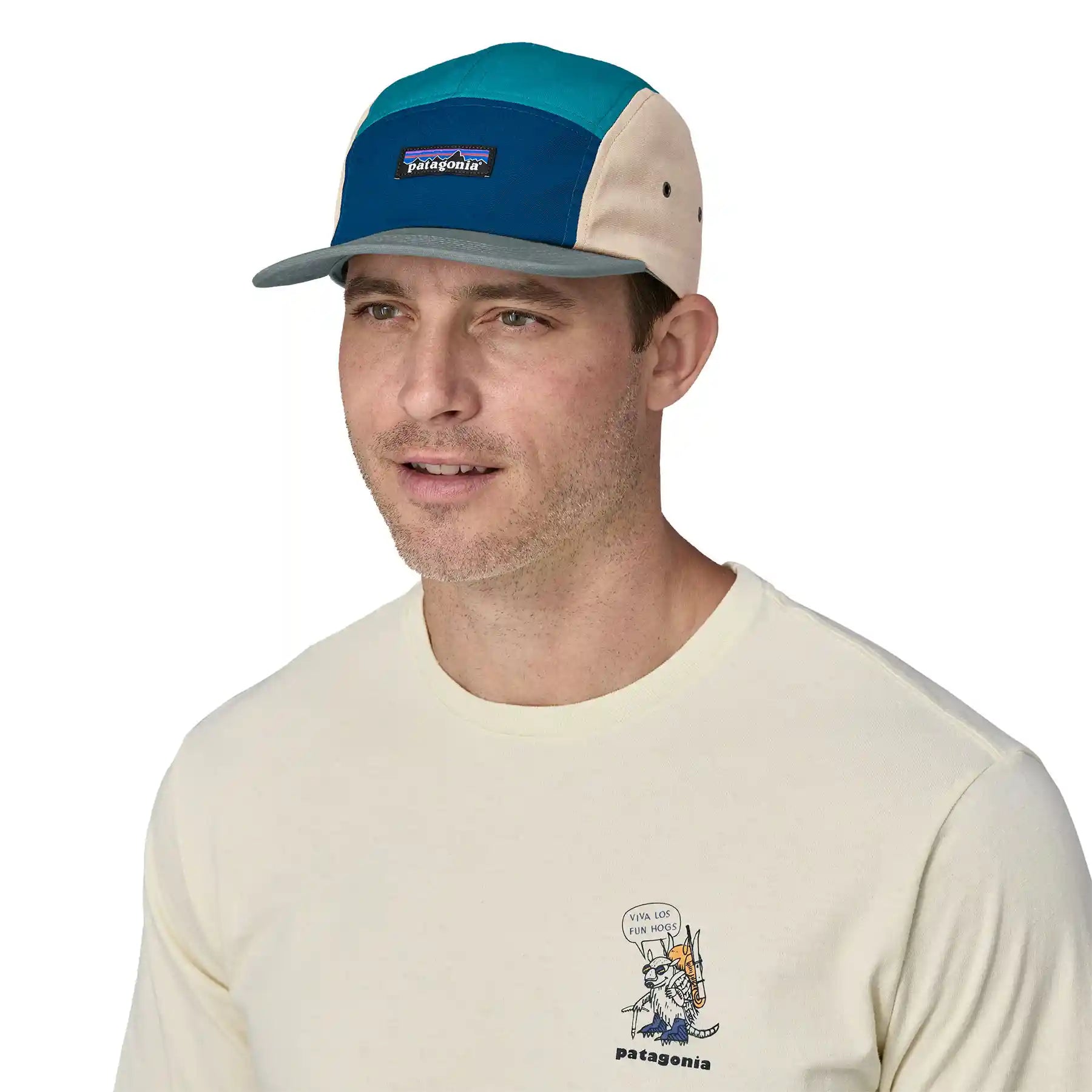 Patagonia P-6 Label Maclure Hat, lagom blue — available at Norwood