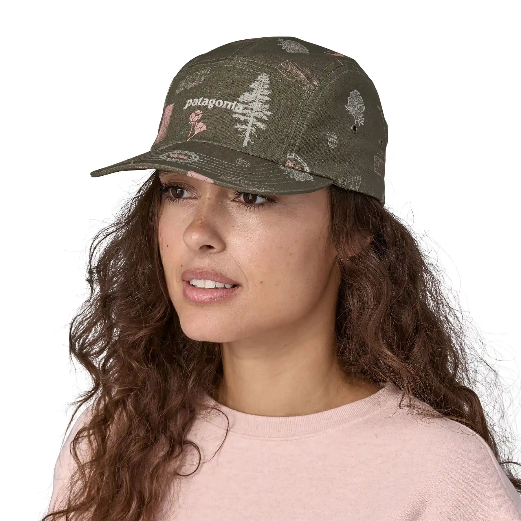 Patagonia Graphic Maclure Hat, text logo: new growth basin green — available at Norwood