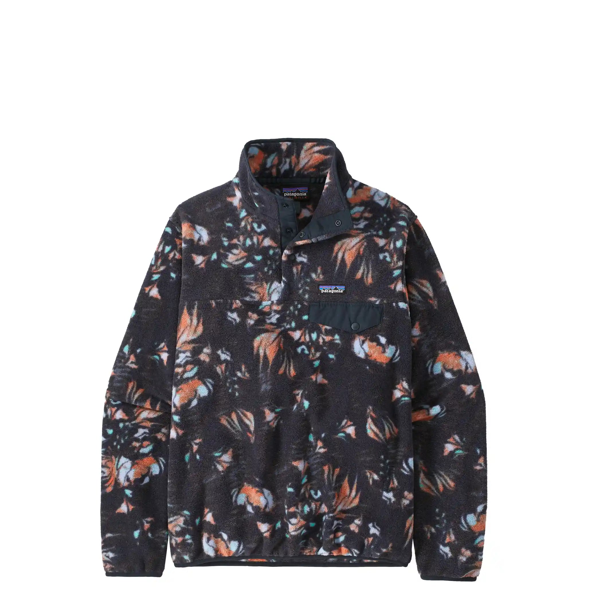 Patagonia Womens Lightweight Synchilla Snap-T Pullover, swirl floral: pitch blue