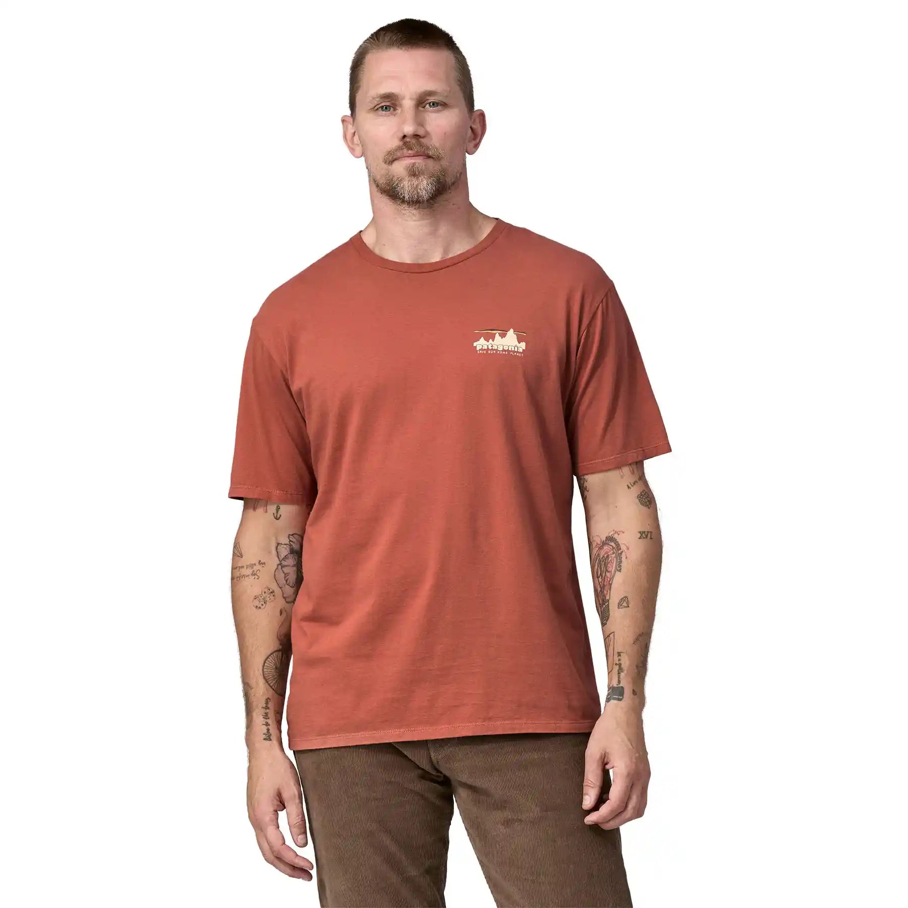 Patagonia '73 Skyline Organic T-Shirt, burl red — available at Norwood