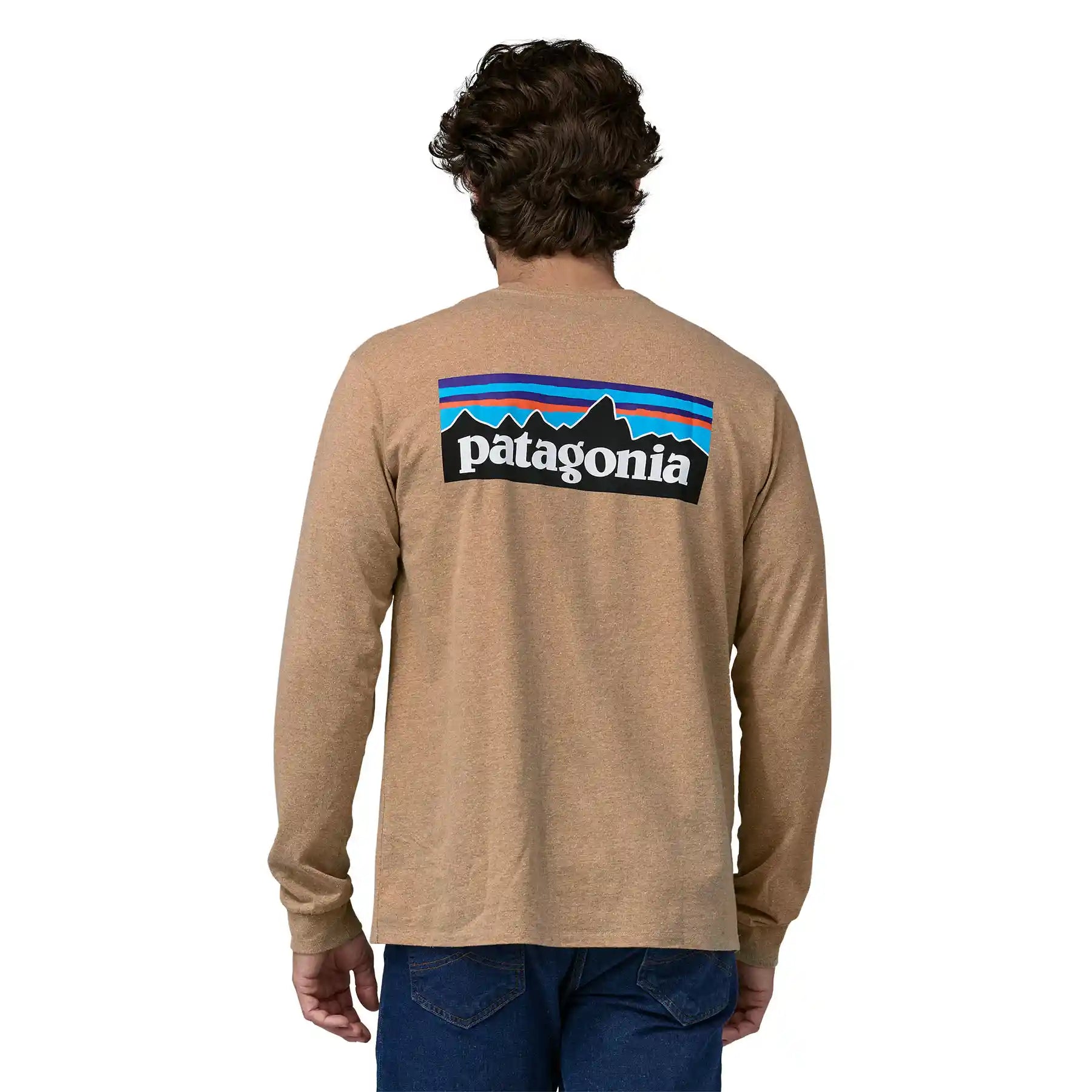 Patagonia Men's Longsleeve P-6 Logo Responsibili-Tee, grayling brown — available at Norwood