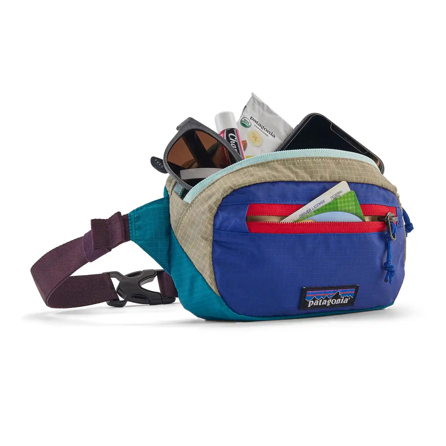 Patagonia Ultralight Black Hole Mini Hip Pack, patchwork: belay blue — available at Norwood