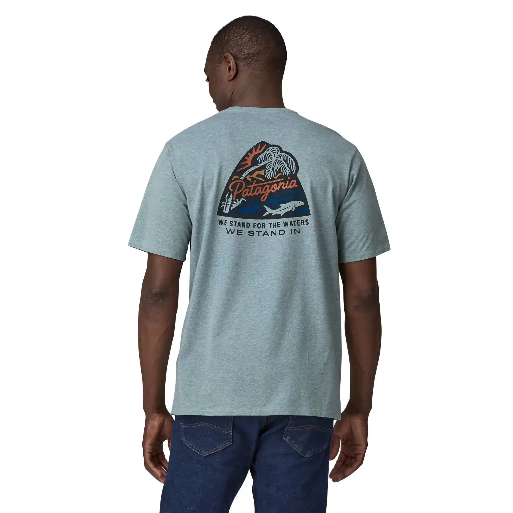 Patagonia Men's Take A Stand Responsibili-Tee, bayou badge: thermal blue — available at Norwood