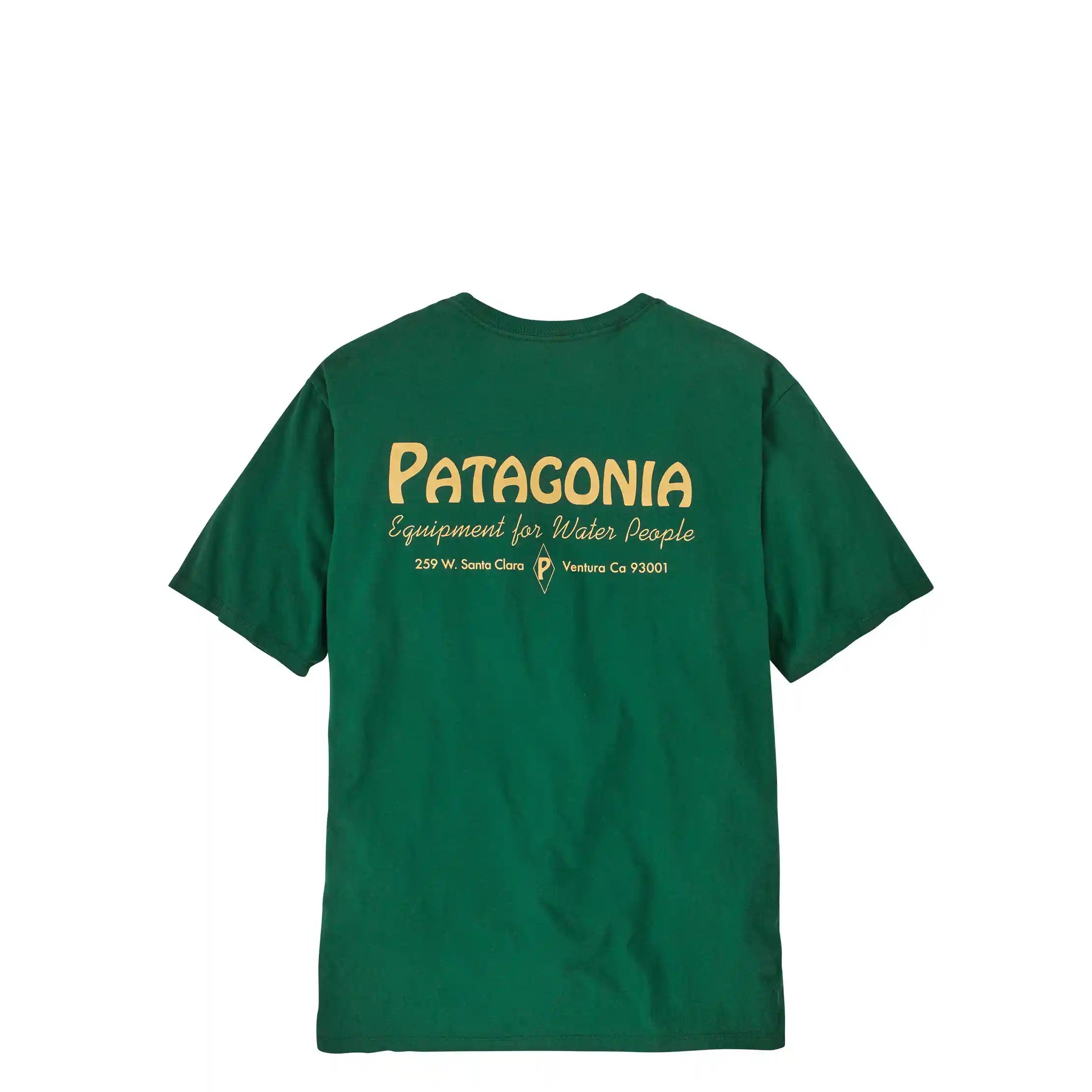 Patagonia Men's Water People Organic Pocket T-Shirt, water people banner: conifer green