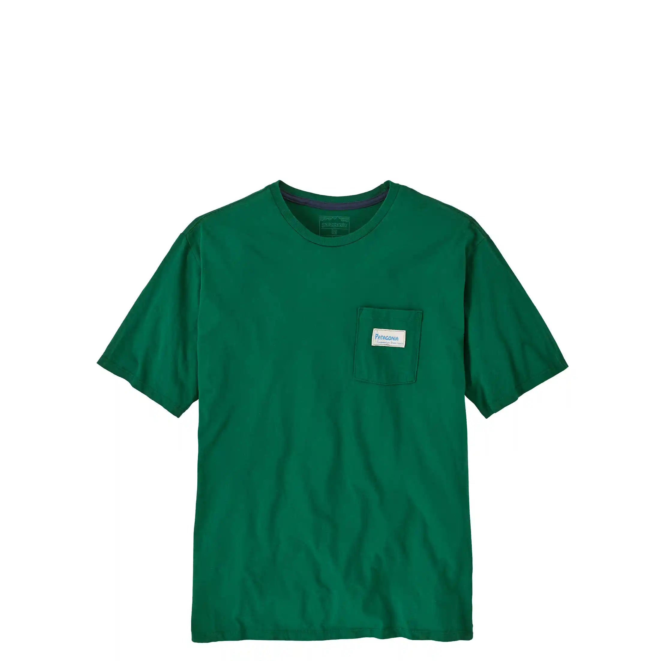 Patagonia Men's Water People Organic Pocket T-Shirt, water people banner: conifer green — available at Norwood