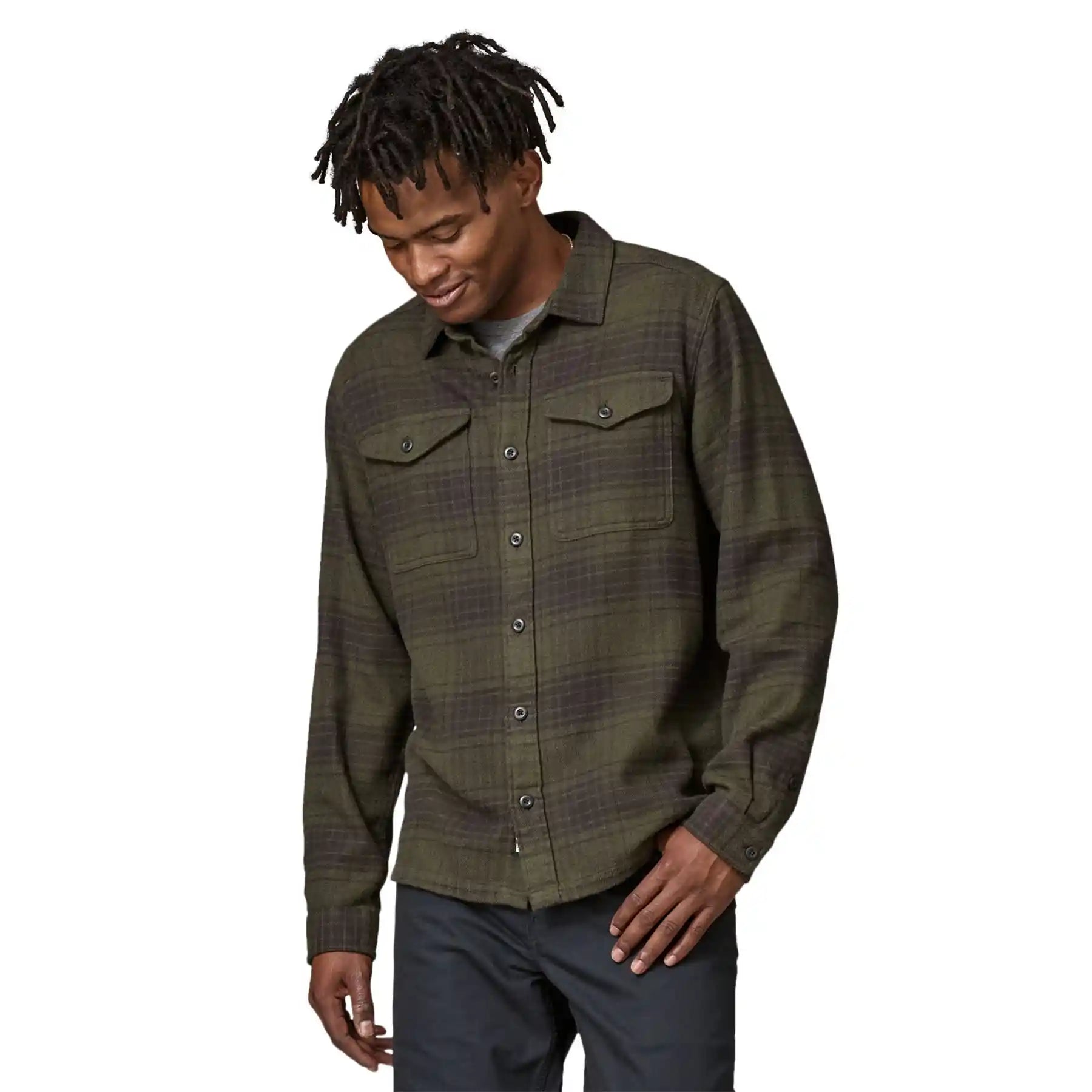 Patagonia Men's Fjord Flannel Shirt, cascade: basin green — available at Norwood