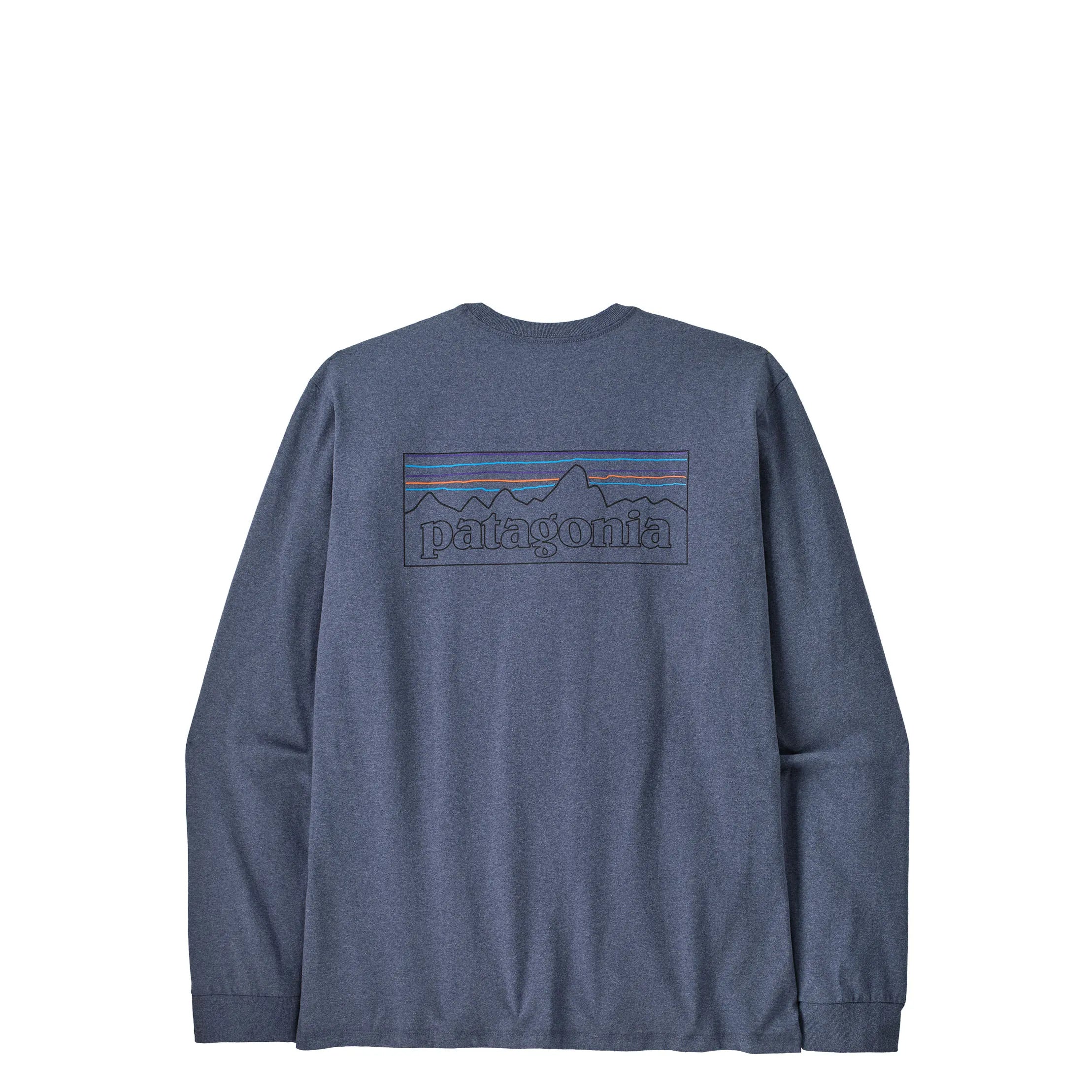 Patagonia Mens Long Sleeve P-6 Logo Responsibili-Tee, p-6 outline: current blue — available at Norwood