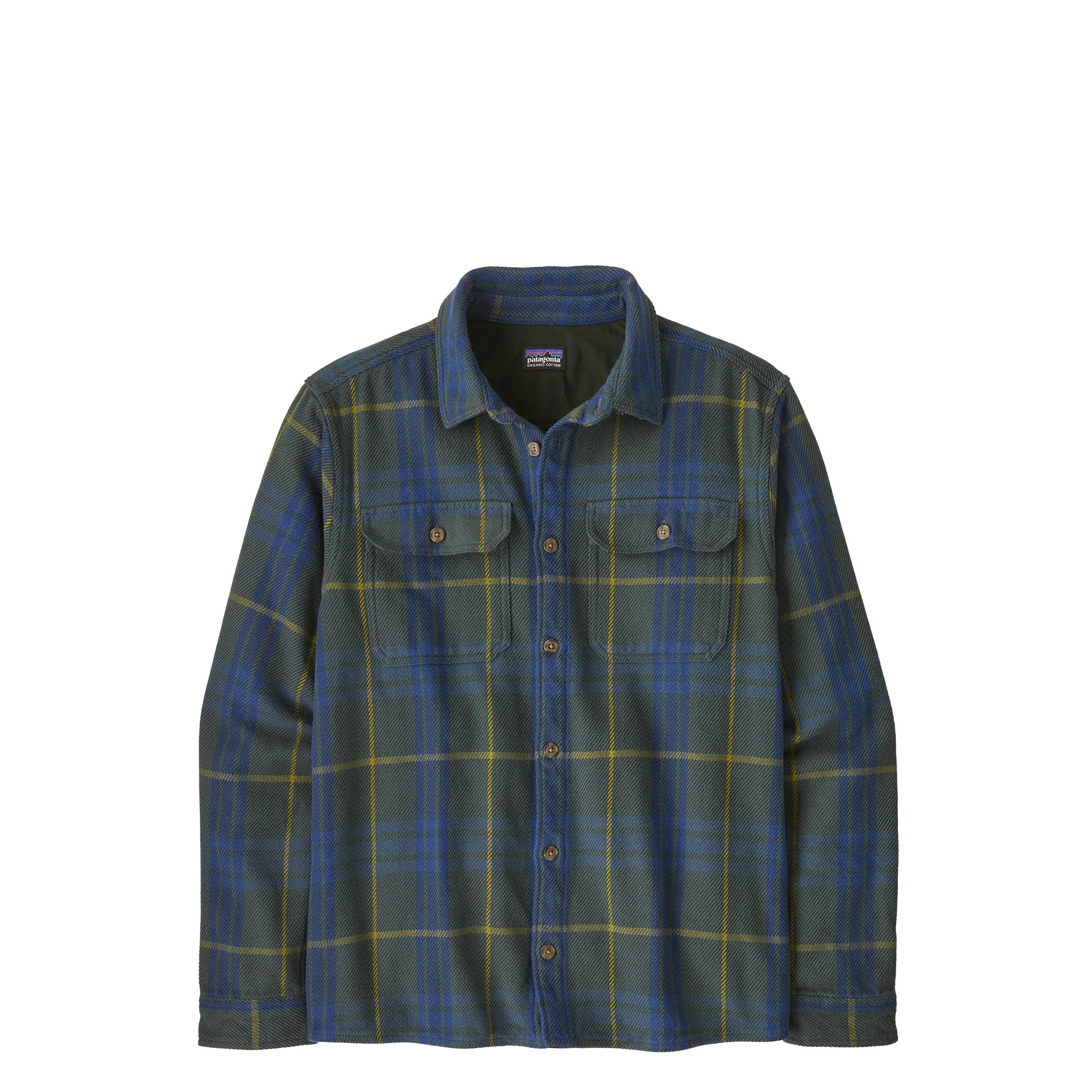 Patagonia Mens Fjord Loft Shirt, netted: old growth green — available at Norwood