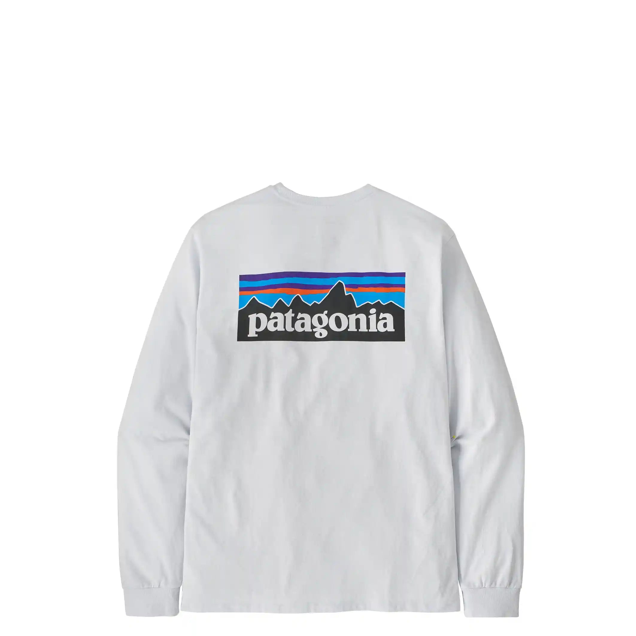 Patagonia Men's Longsleeve P-6 Logo Responsibili-Tee, white