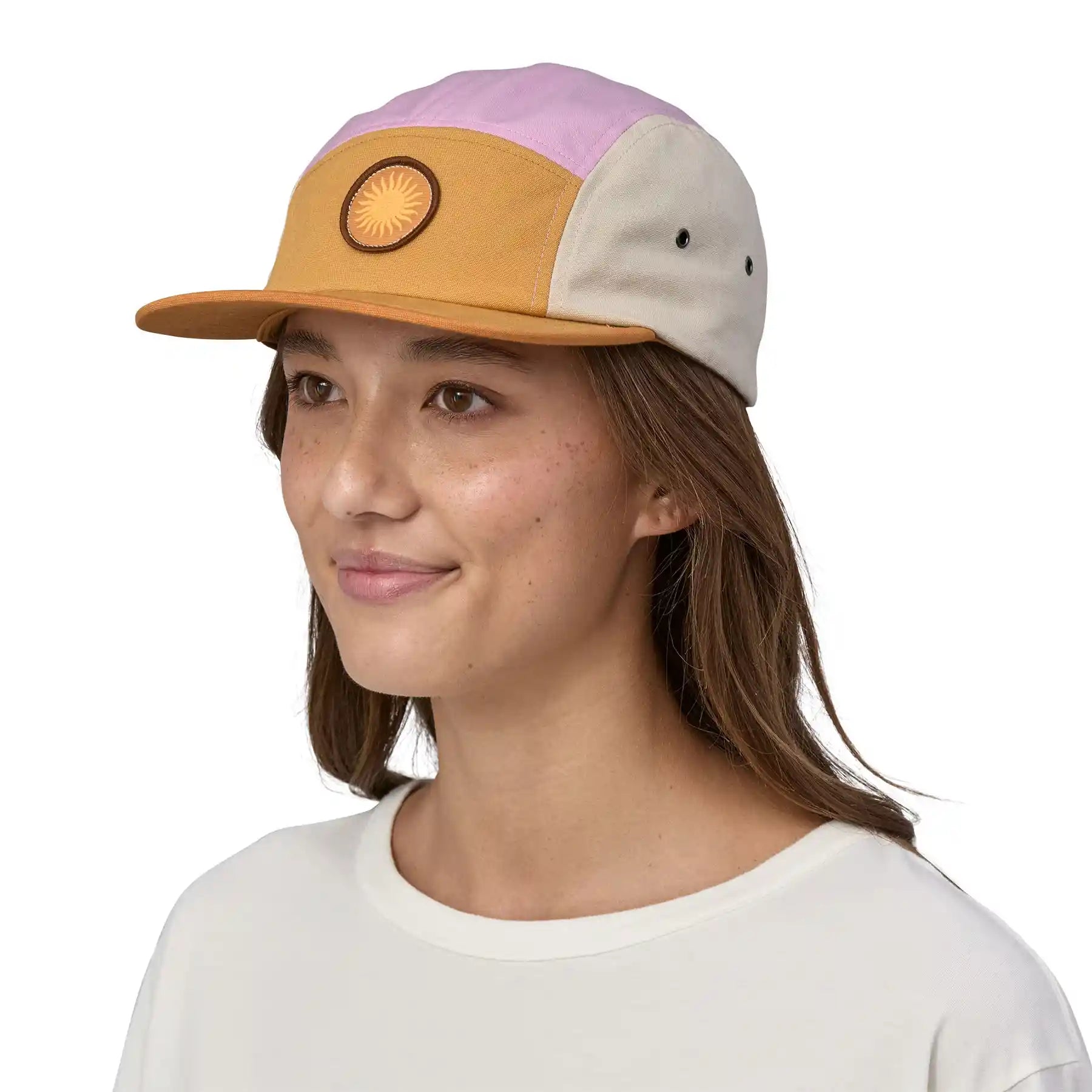 Patagonia Graphic Maclure Hat, spirited sun: pufferfish gold — available at Norwood