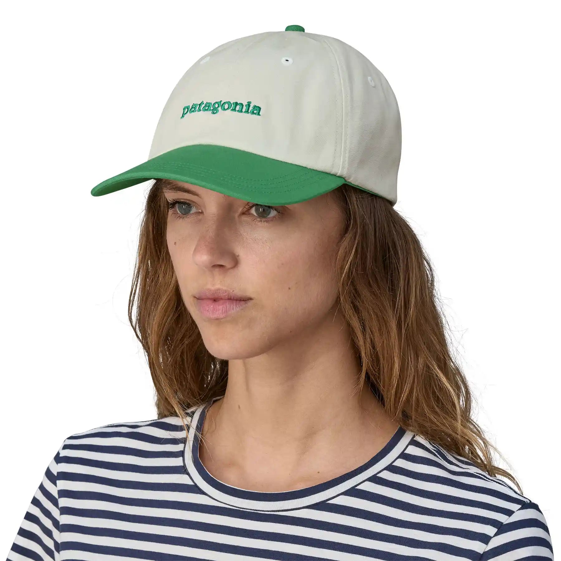 Patagonia Fitz Roy Icon Trad Cap, text logo: gather green — available at Norwood