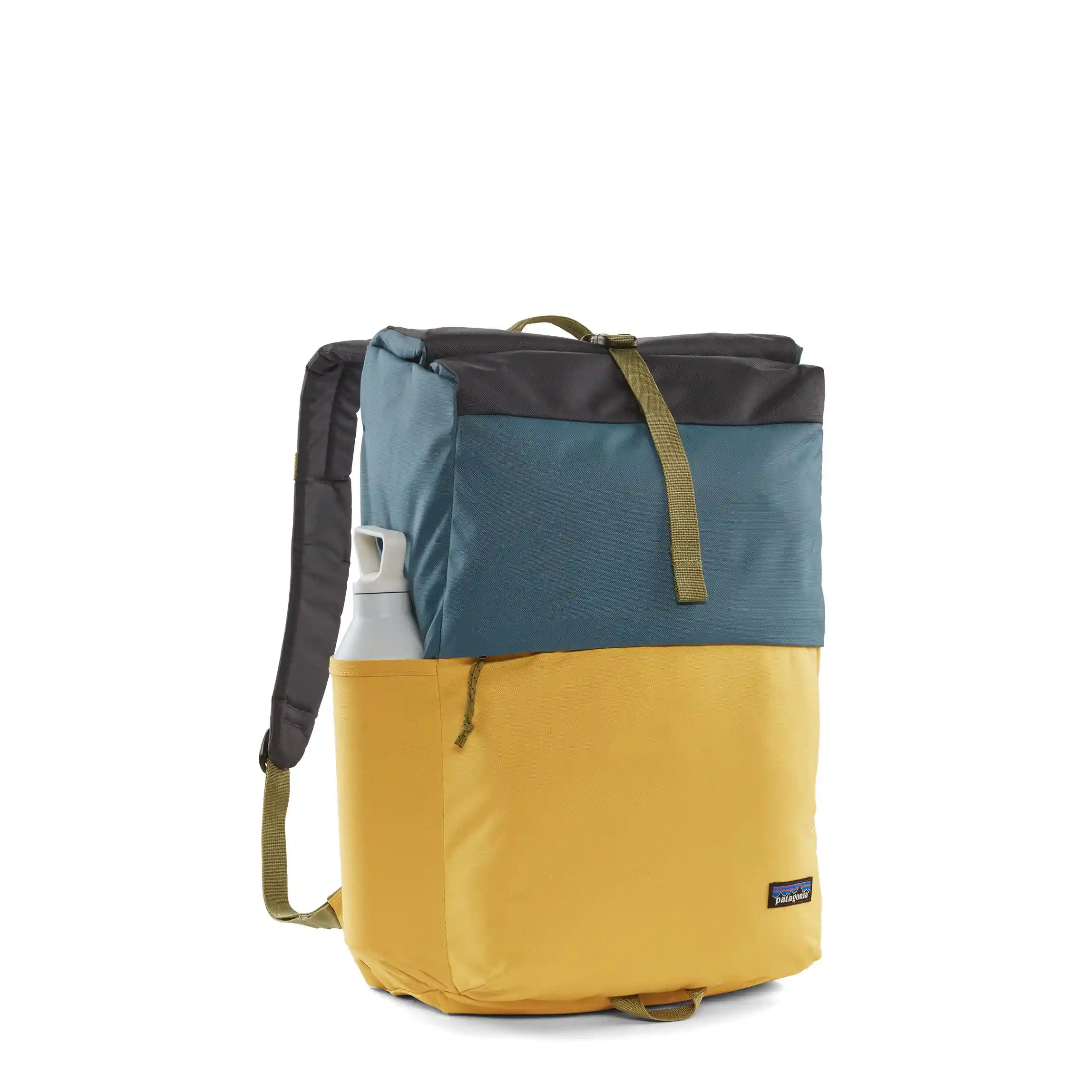 Patagonia Fieldsmith Roll Top Pack, patchwork: surfboard yellow w/abalone blue — available at Norwood