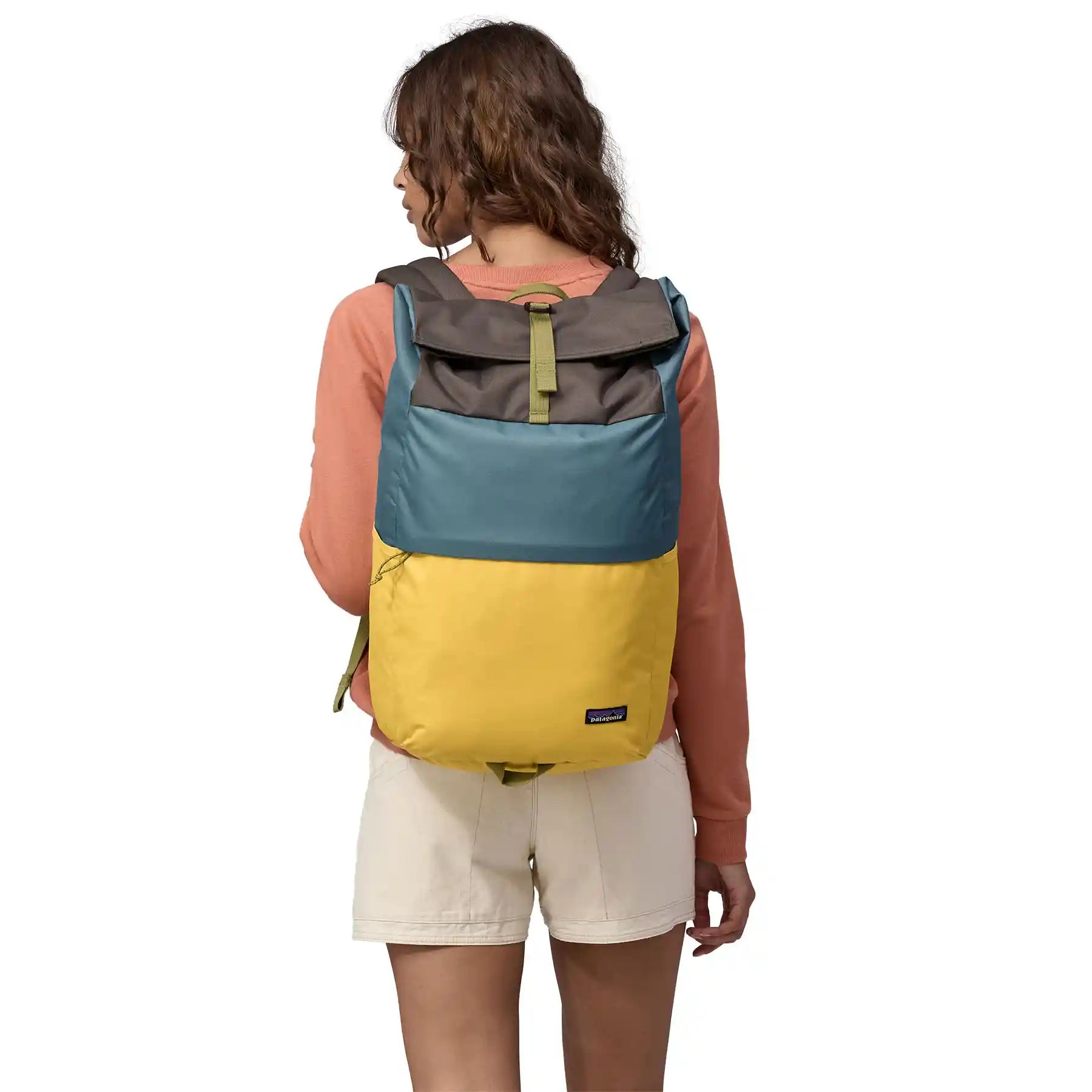 Patagonia Fieldsmith Roll Top Pack, patchwork: surfboard yellow w/abalone blue — available at Norwood