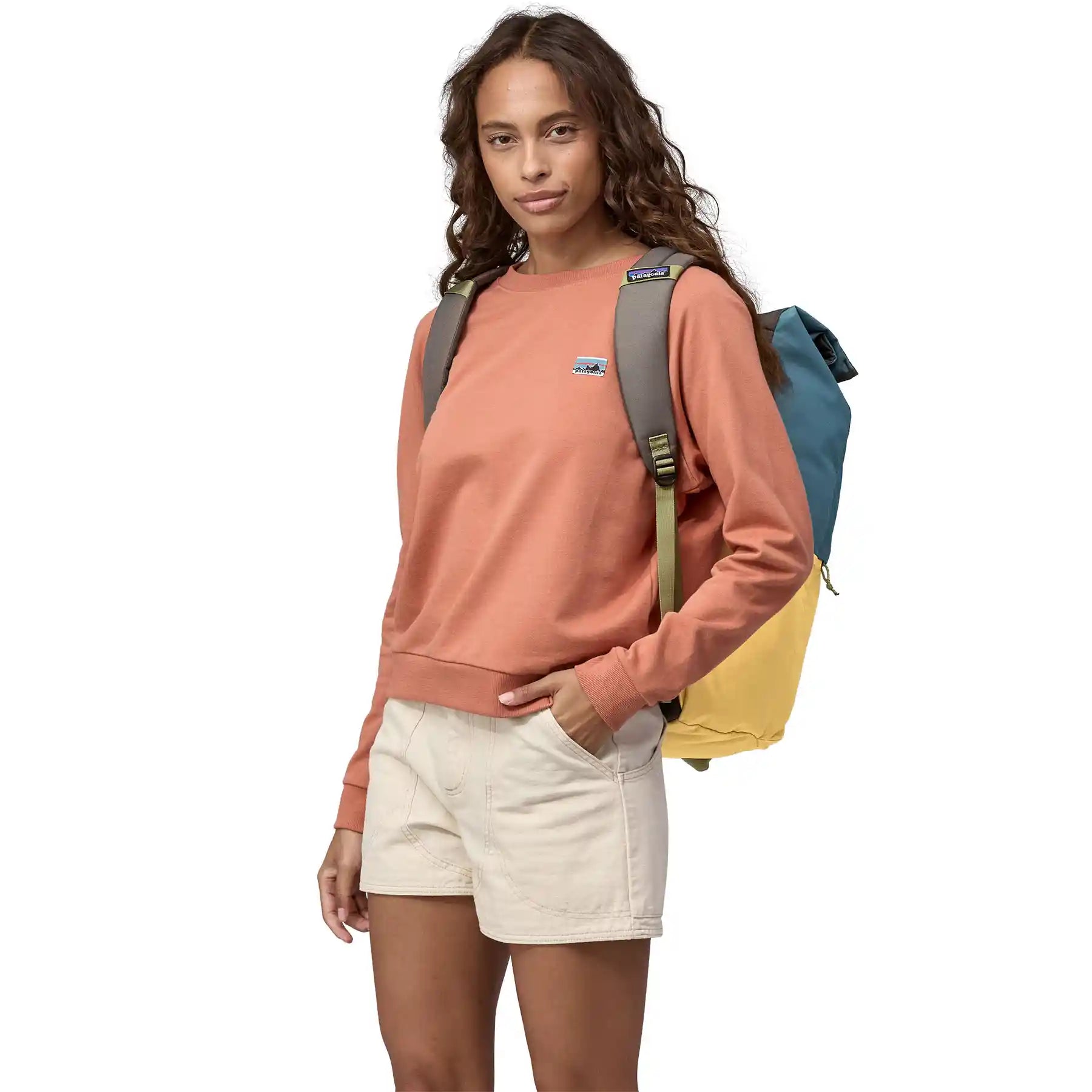 Patagonia Fieldsmith Roll Top Pack, patchwork: surfboard yellow w/abalone blue — available at Norwood